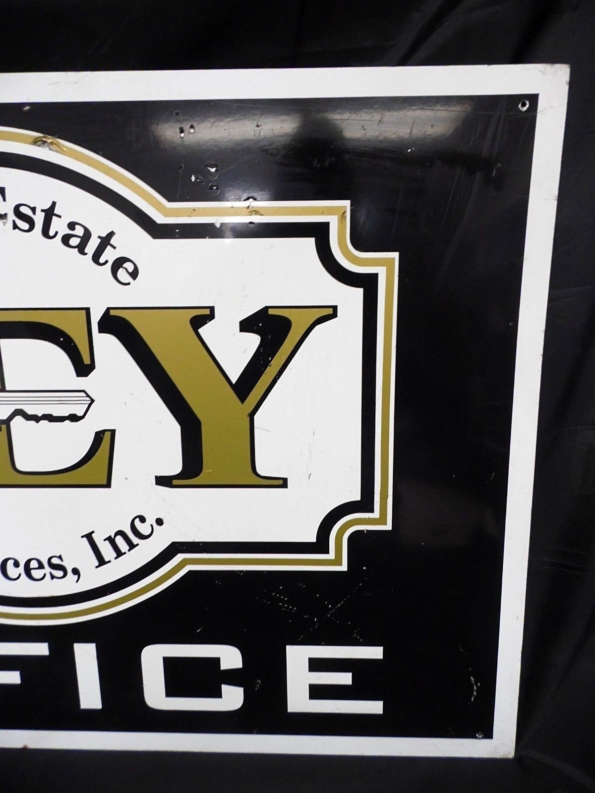 Vintage KEY REAL ESTATE SERVICES OFFICE Tin Sign 36″ x 24″ Original