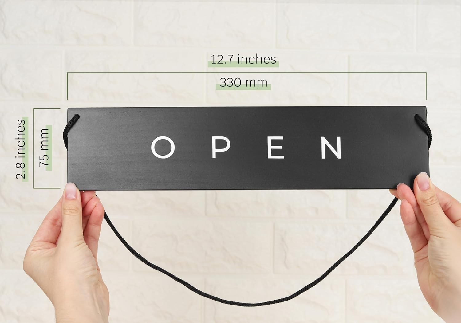 Chic Modern Open Closed Hanging Sign | Elegant Black Wooden Design 12.7 x 2.8