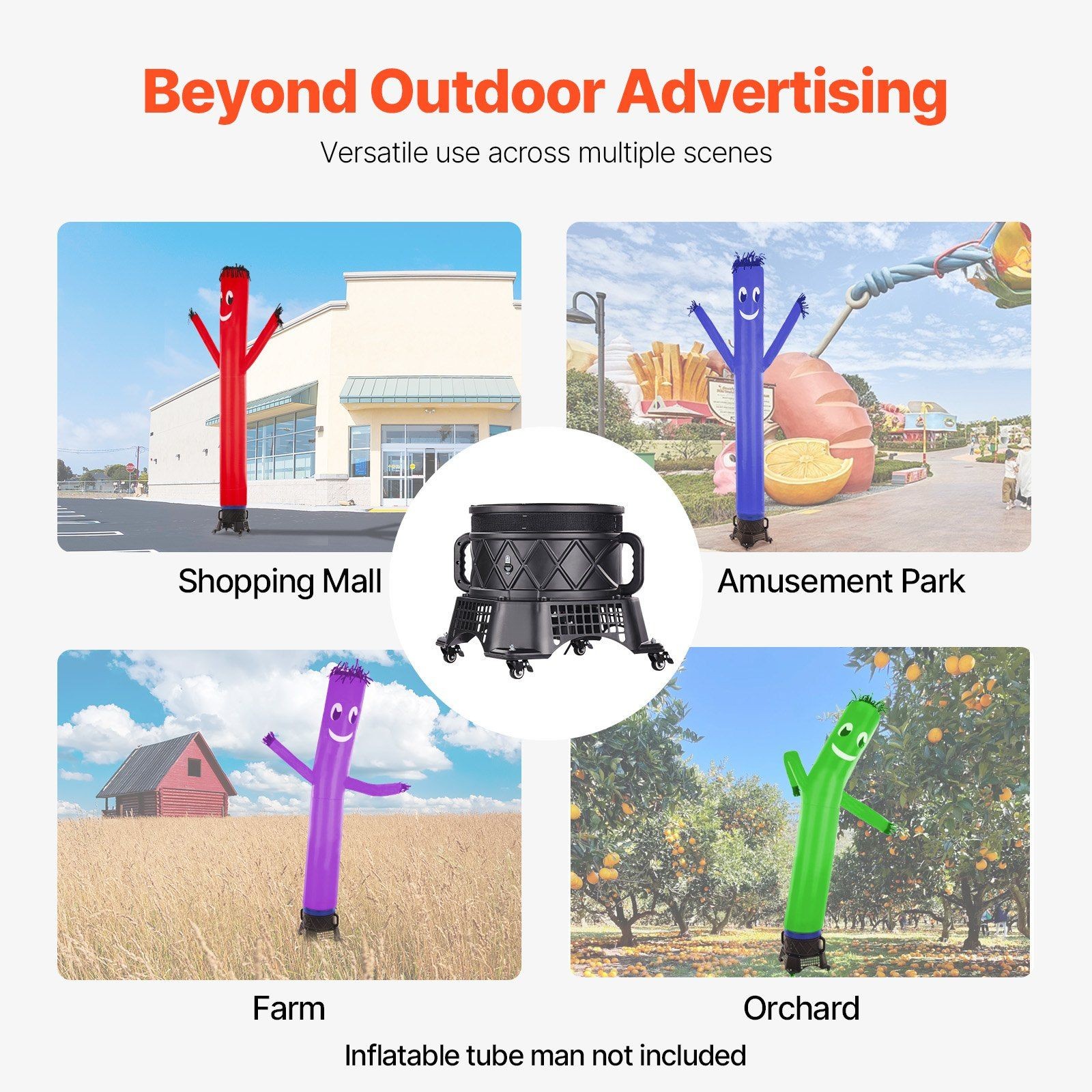 Inflatable Tube Man Blower: 1 HP, PP Shell, IPX3, 4 Swivel Casters