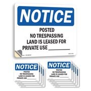 Posted No Trespassing Land Is Leased For OSHA Notice Sign, Decal 5 or 10 Pack