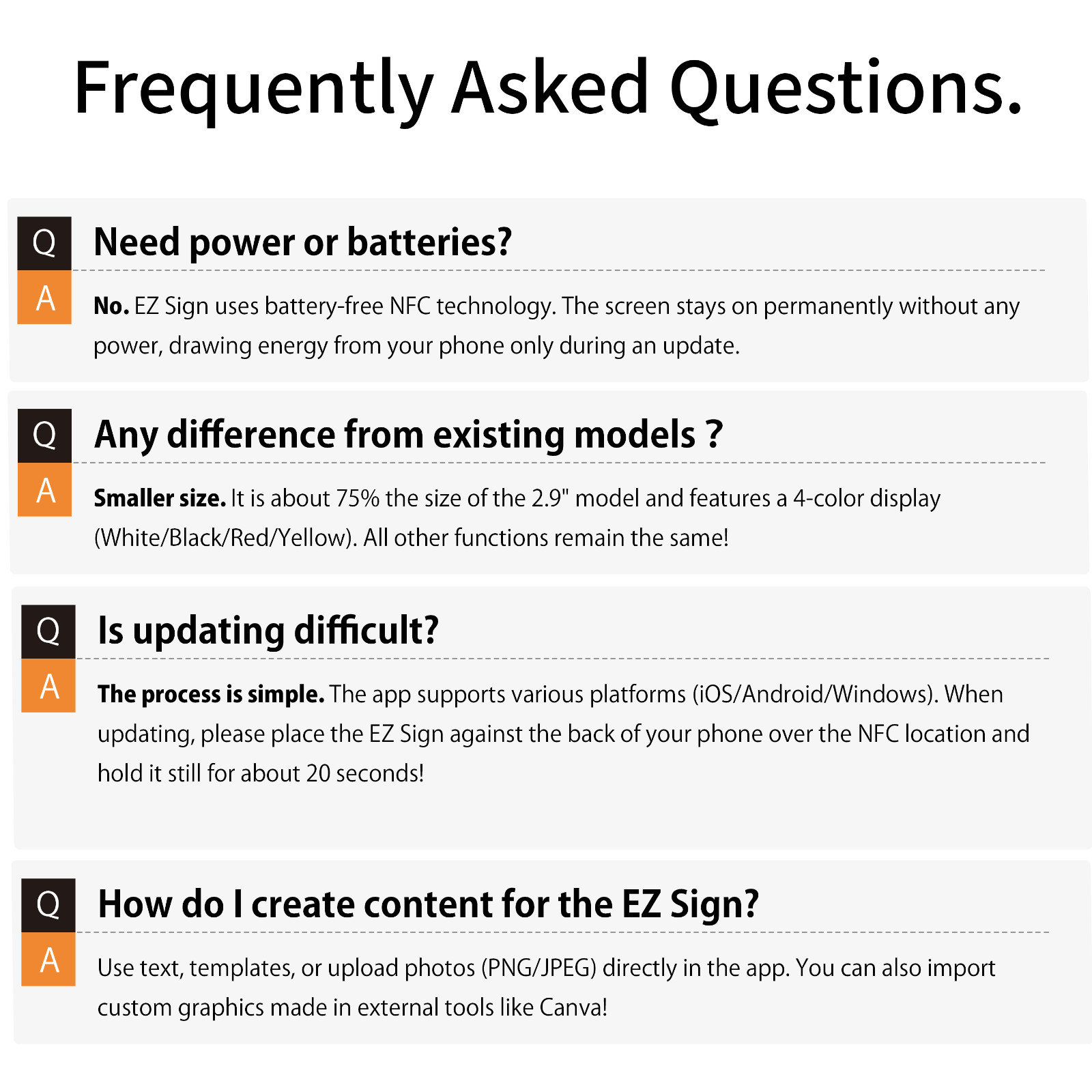 Santek EZ Sign NFC E-Paper Display, No Battery & 4-Color Rewritable Display IP65