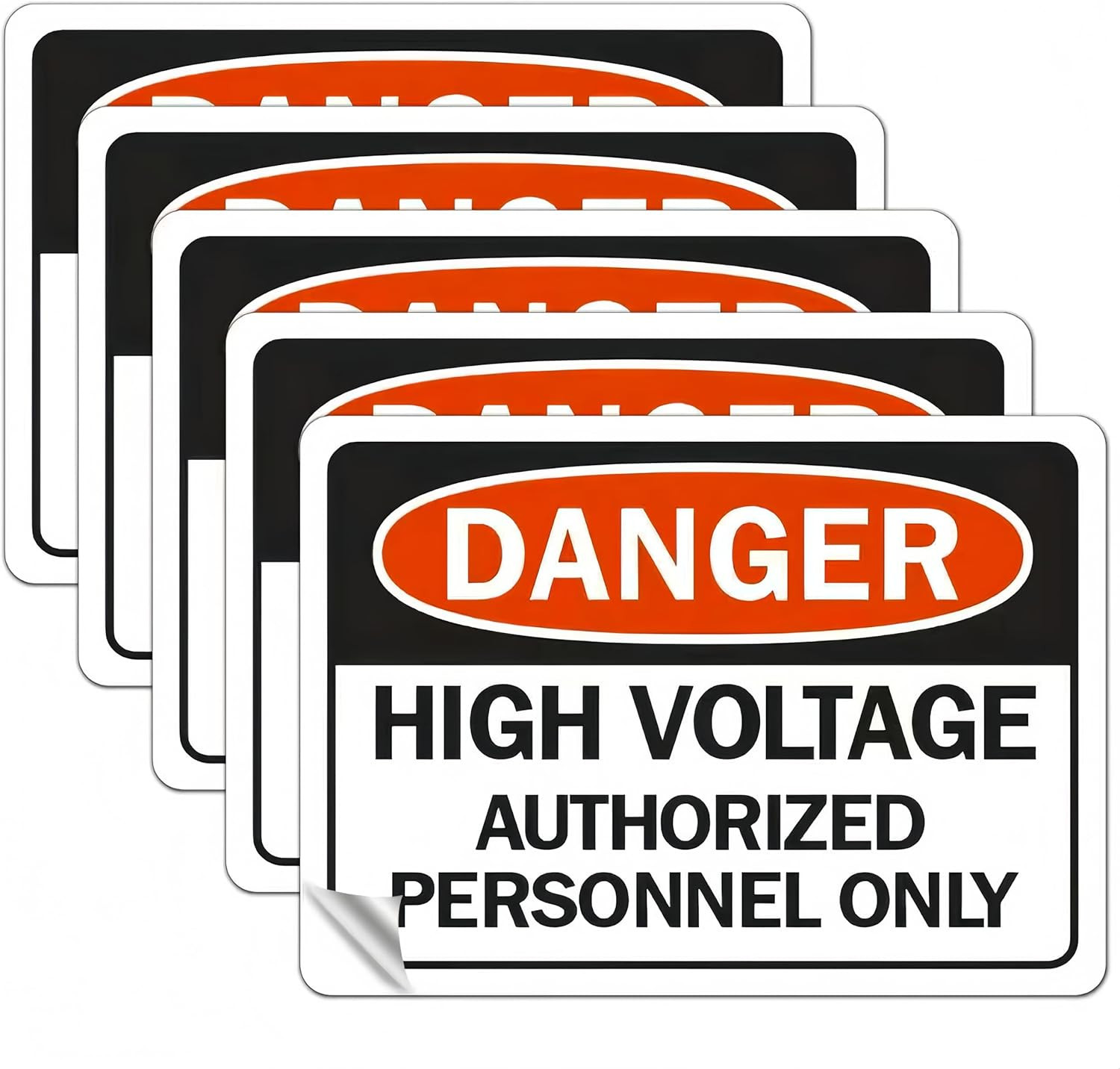 High Voltage Warning Stickers – 10×7 Inch, 5 Pack – Authorized Personnel Only