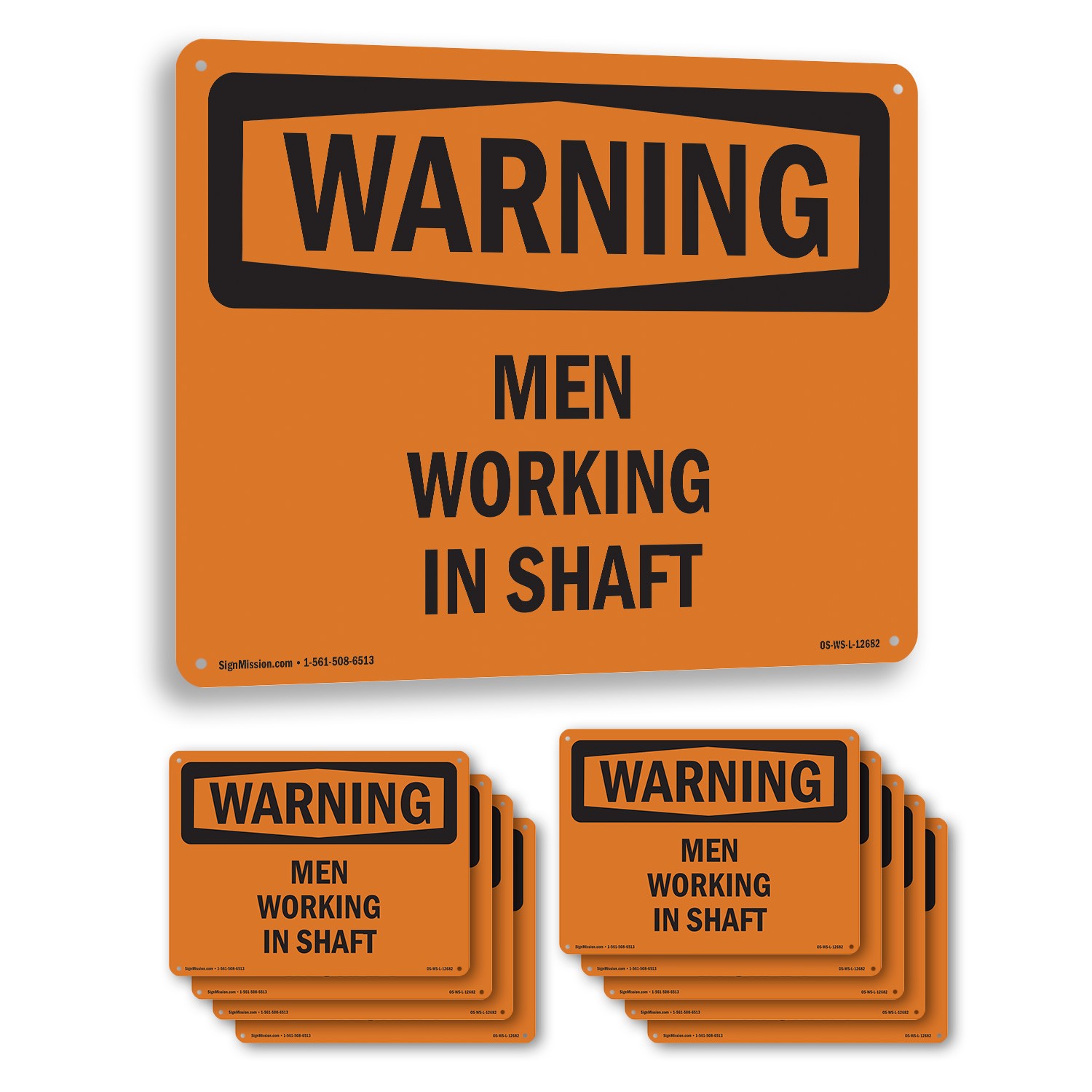 Men Working In Shaft OSHA WARNING Sign Metal, Plastic, Or Decal – 5 or 10 Pack