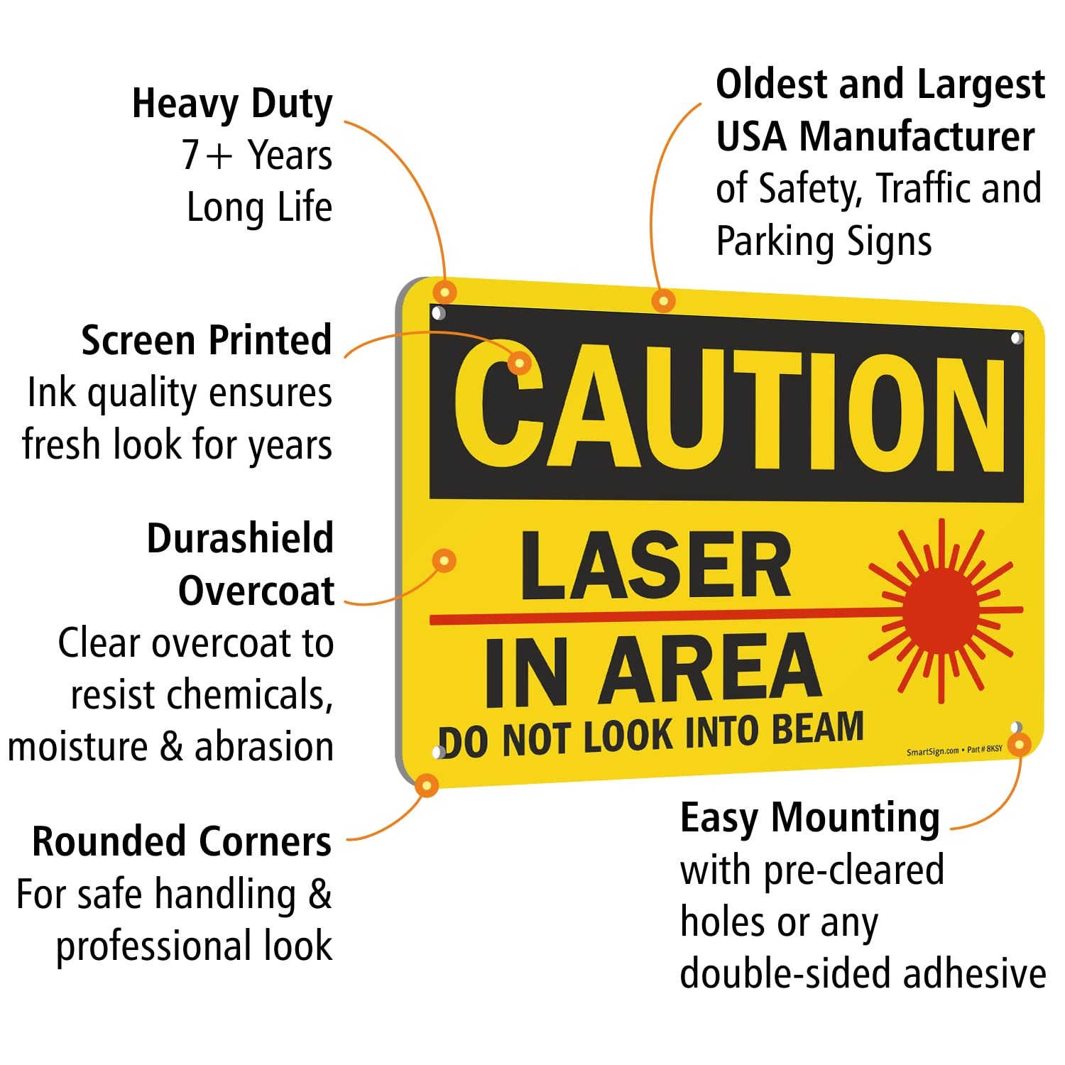 7×10 Inch Aluminum U92435NA_7x10 Caution Laser In Area Sign Black Red Yellow