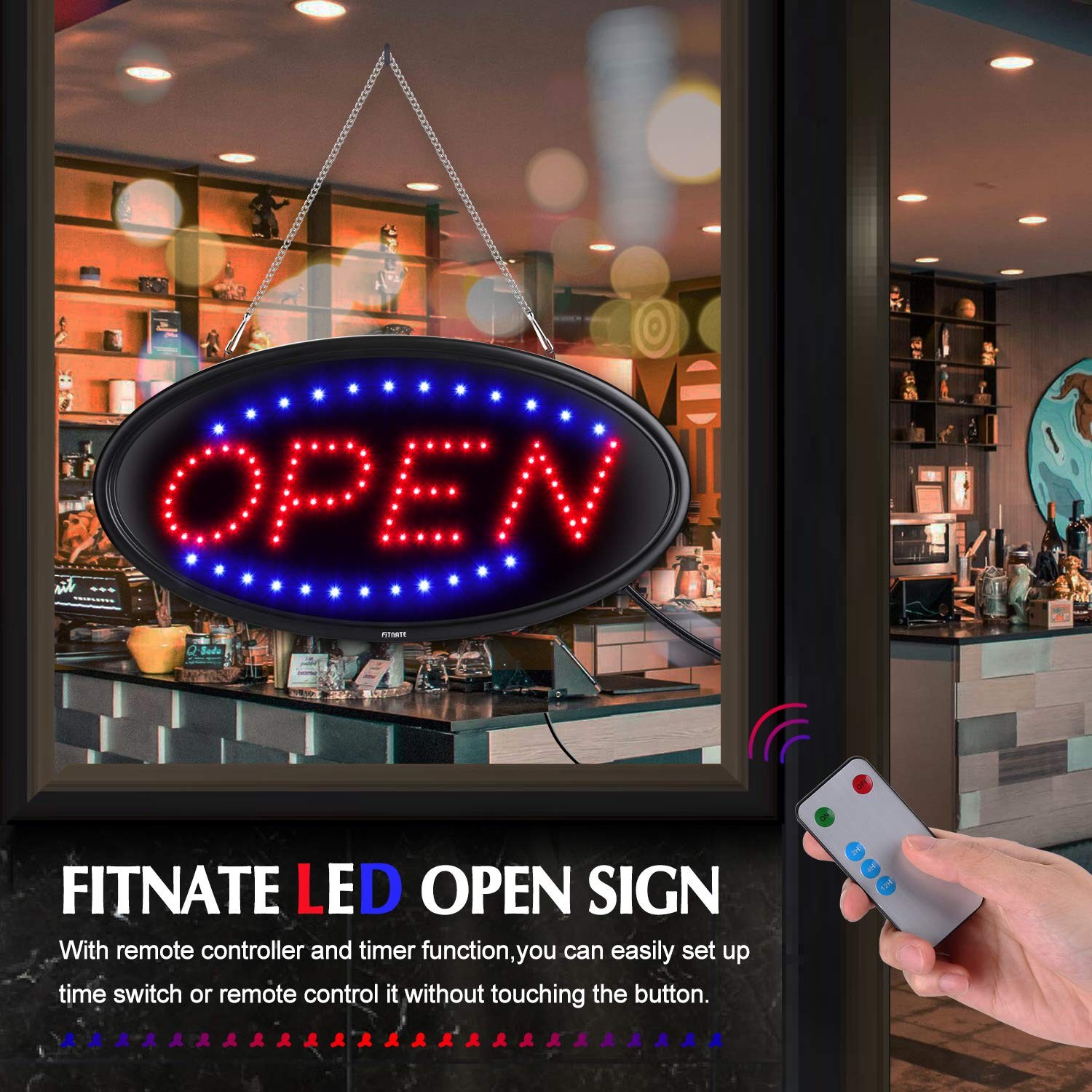 LED Open Sign with Remote, Ultra Bright Electric Light Up Signs for Business,…
