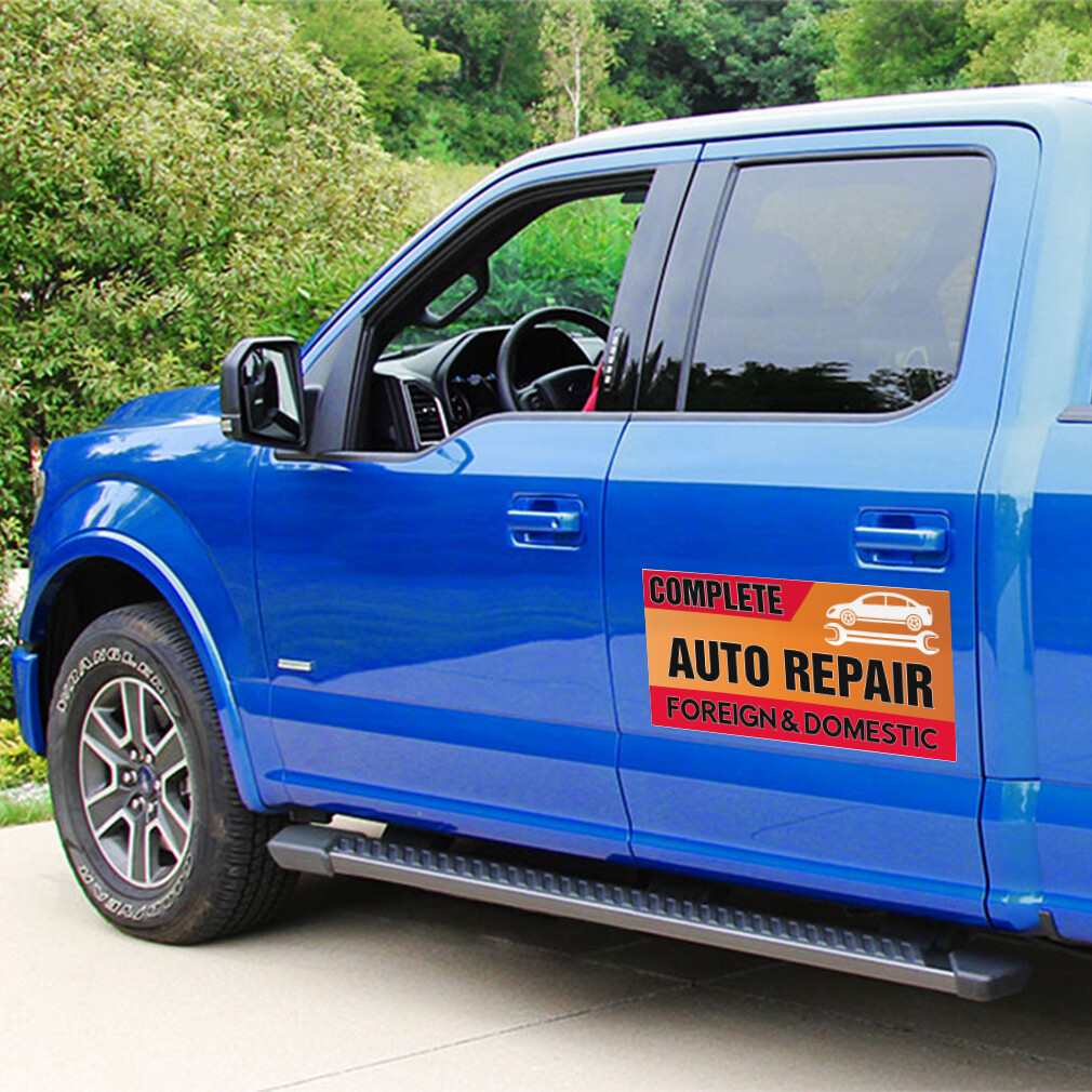Car Magnet Set of 2 Complete Auto Repair Foreign & Domestic A Industrial Sign