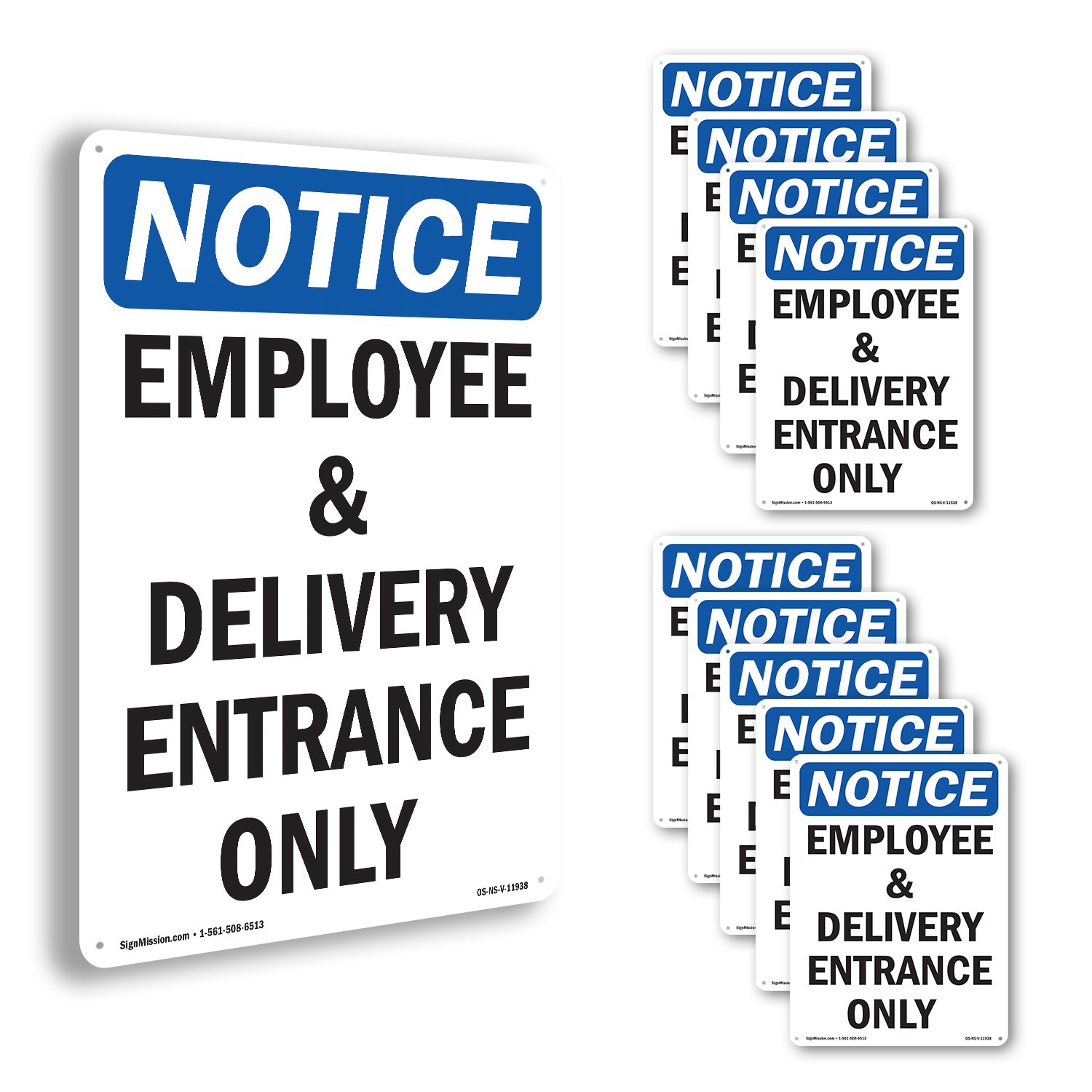 Employee And Delivery Entrance Only OSHA Notice Sign Or Decal – 5 or 10 Pack