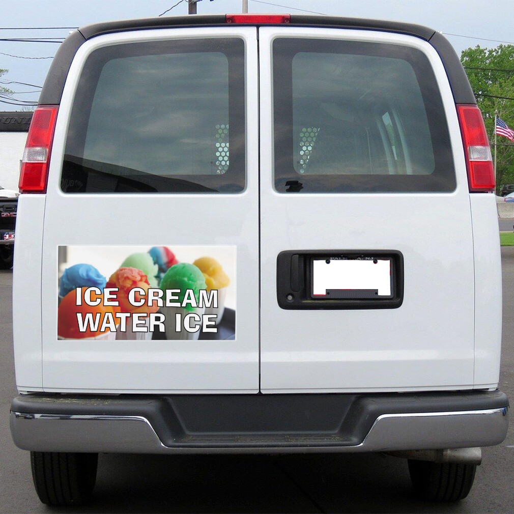 Car Magnet Set of 2 Ice Cream Water Ice Advertising Printing A Industrial Sign