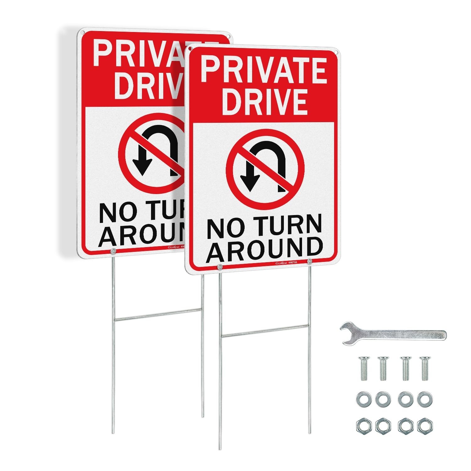 Private Driveway No Turn Around Signs – Reflective Aluminum, Waterproof, 14×10 i