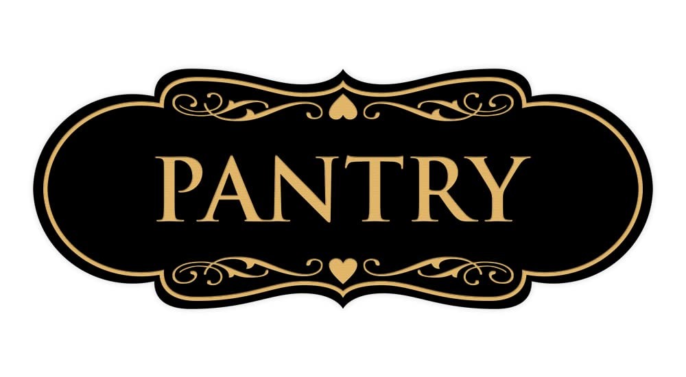 Large Designer Pantry Sign Black Gold Wall Door Plaque Room Signage Decor