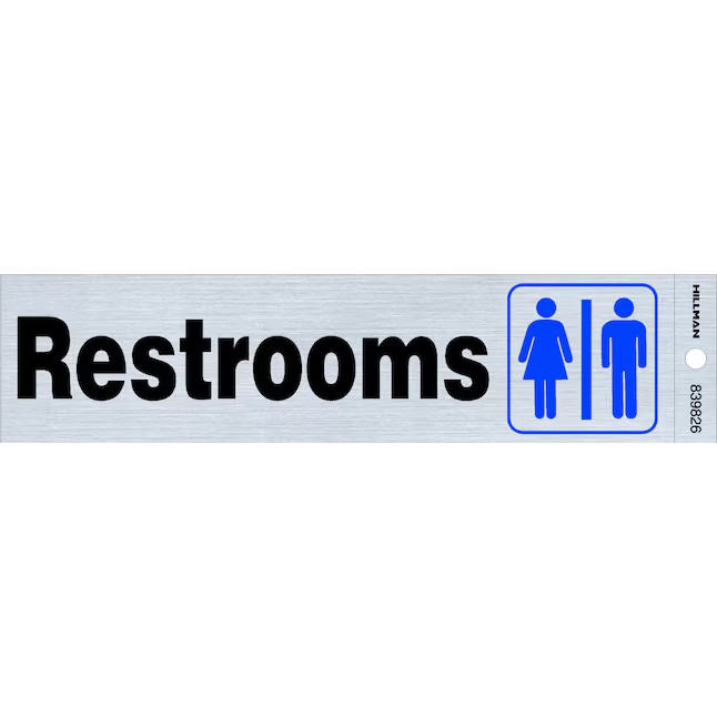 Hillman Unisex Restroom 2-in x 8-in Mylar Reflective Restroom Sign