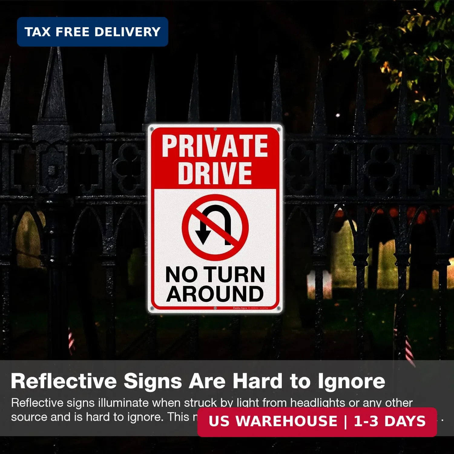 Private Drive Sign, No Turn Around Sign, Driveway Signs No Turnaround,14×10 In,