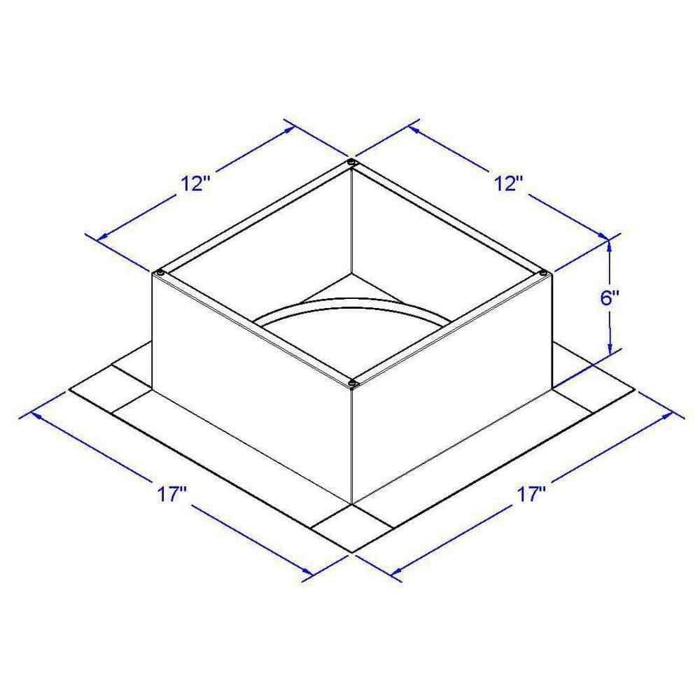 Preassembled Roof Curb, Box Is 12 In. Wide X 12 In. Long X 6 In. High Aluminum