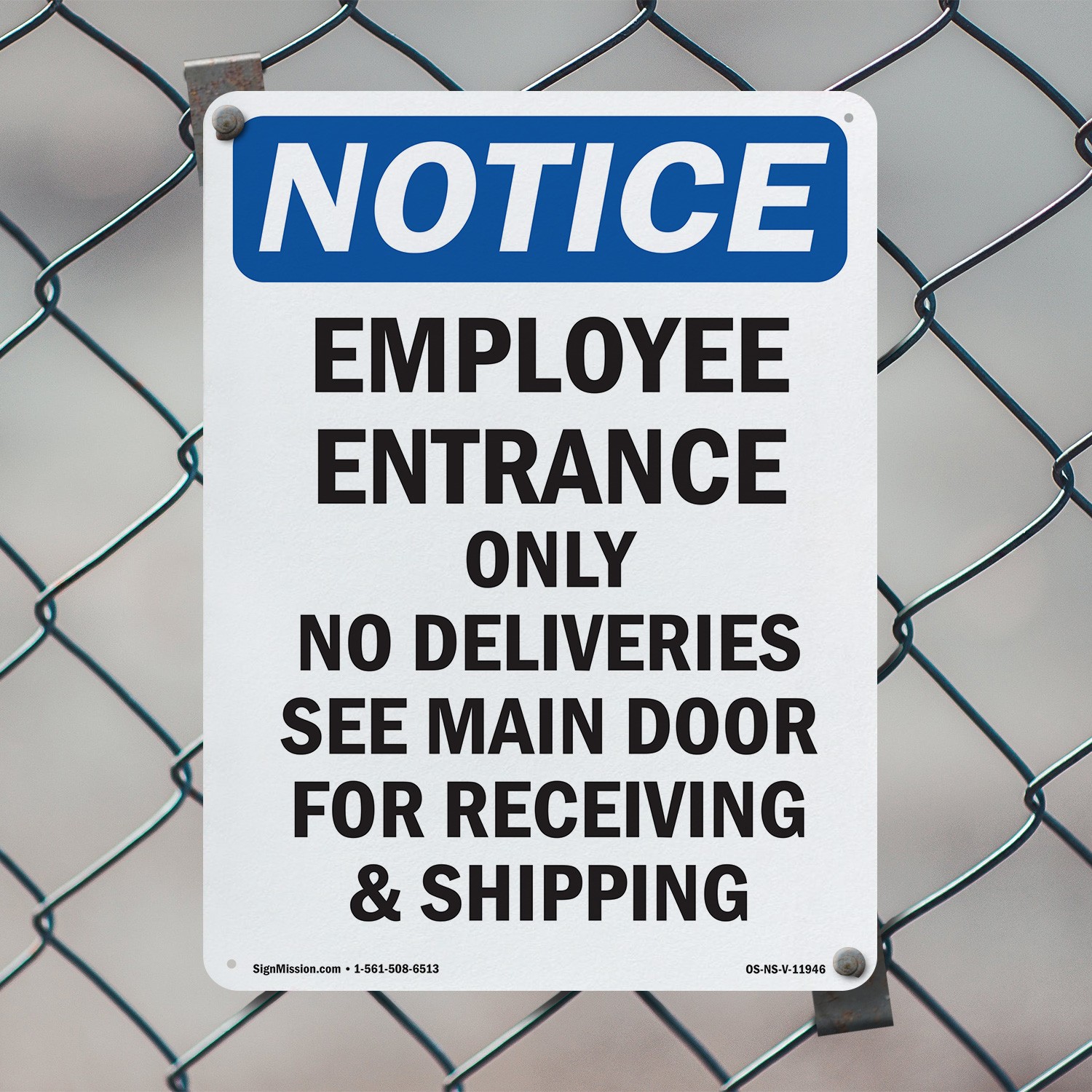 Employee Entrance Only No Deliveries OSHA Notice Sign Or Decal – 5 or 10 Pack