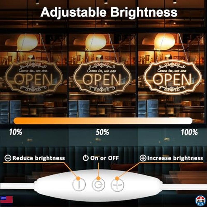 LED Neon Open Sign for Business, 16.5×10” Come in We’re Open Sign, Warm White