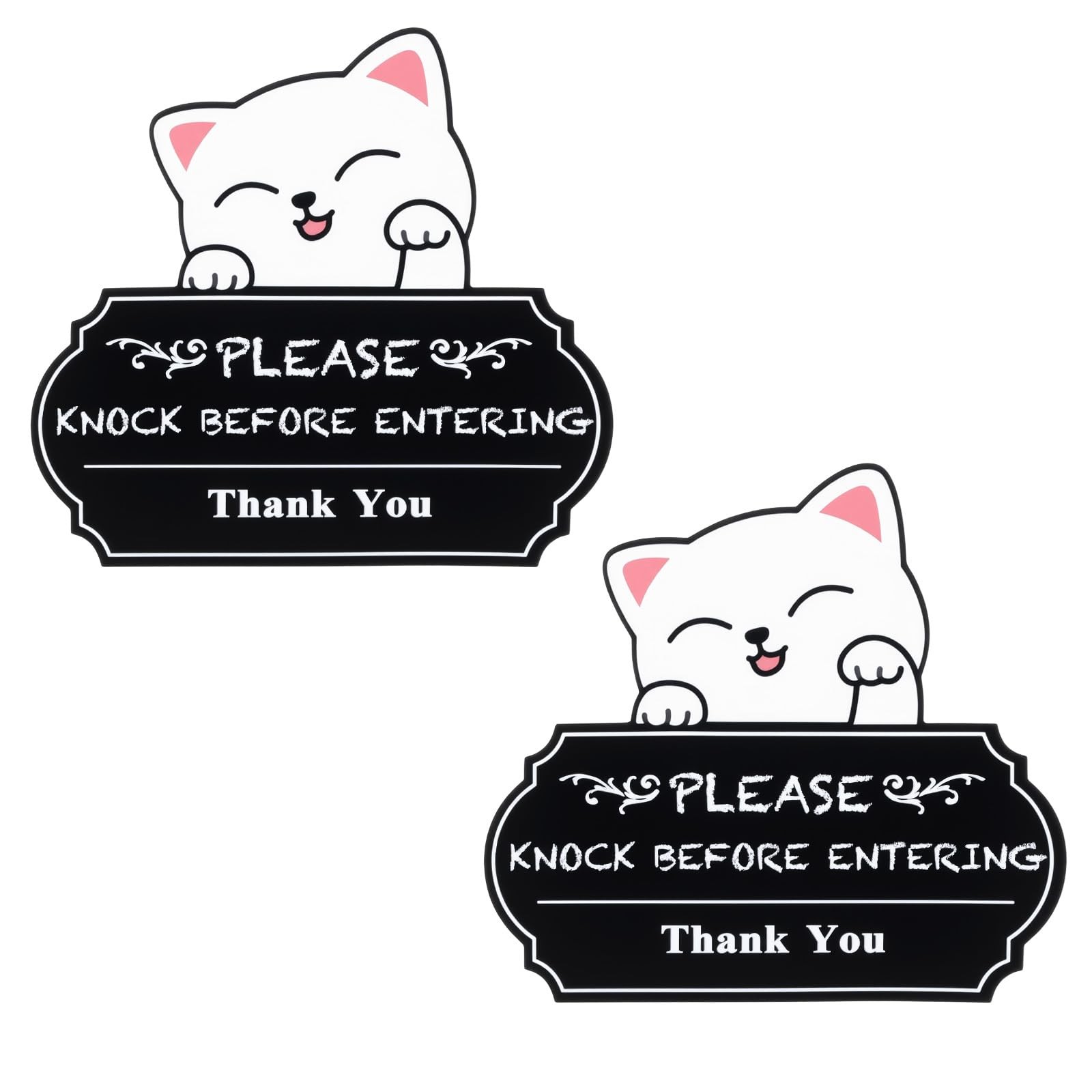 2Pcs Please Knock Sign for Door Stickers,Self Adhesive Knock Before Entering …