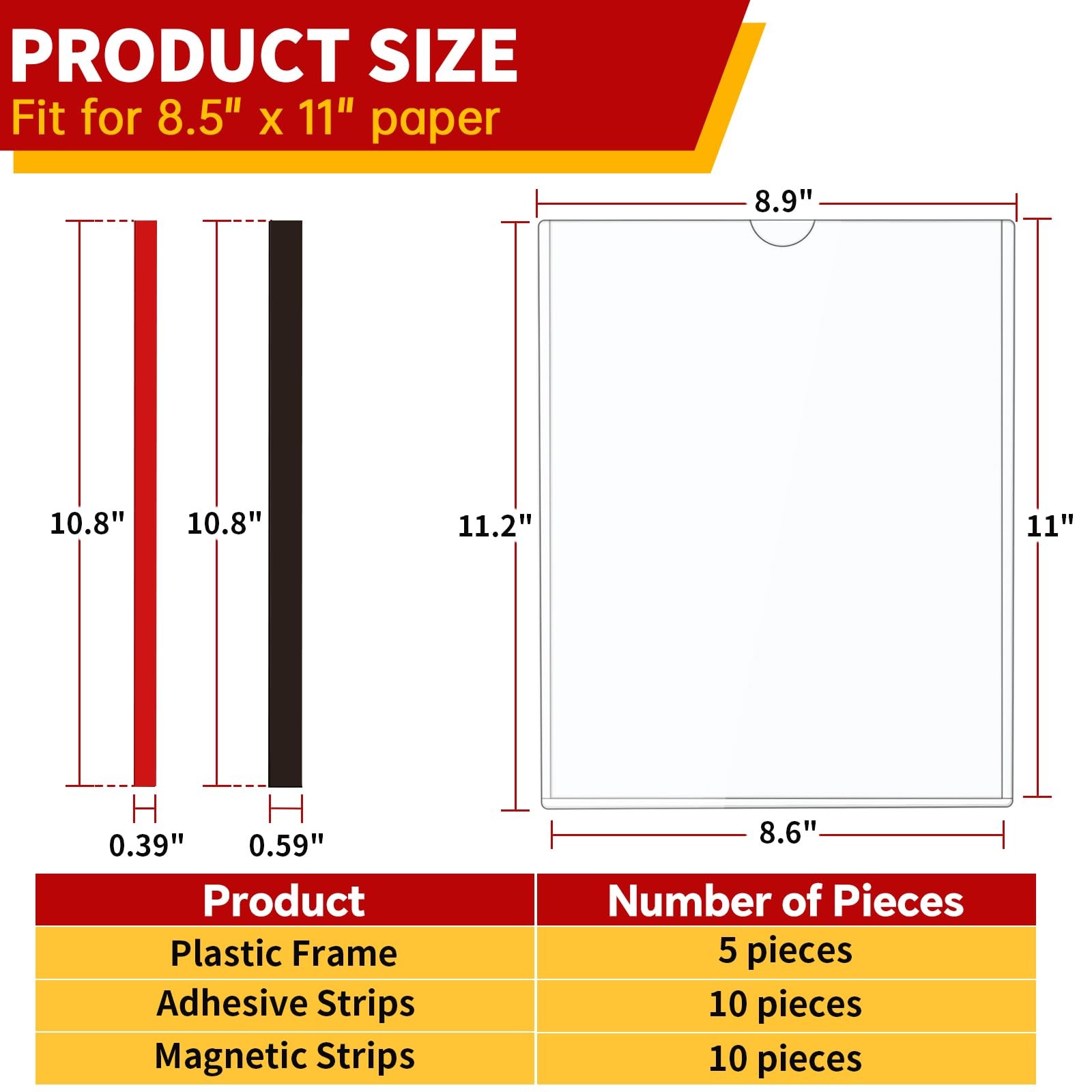 JR-MOV Magnetic Sign Holder 8.5 x 11 – Rigid Plastic x 11 inches, Clear
