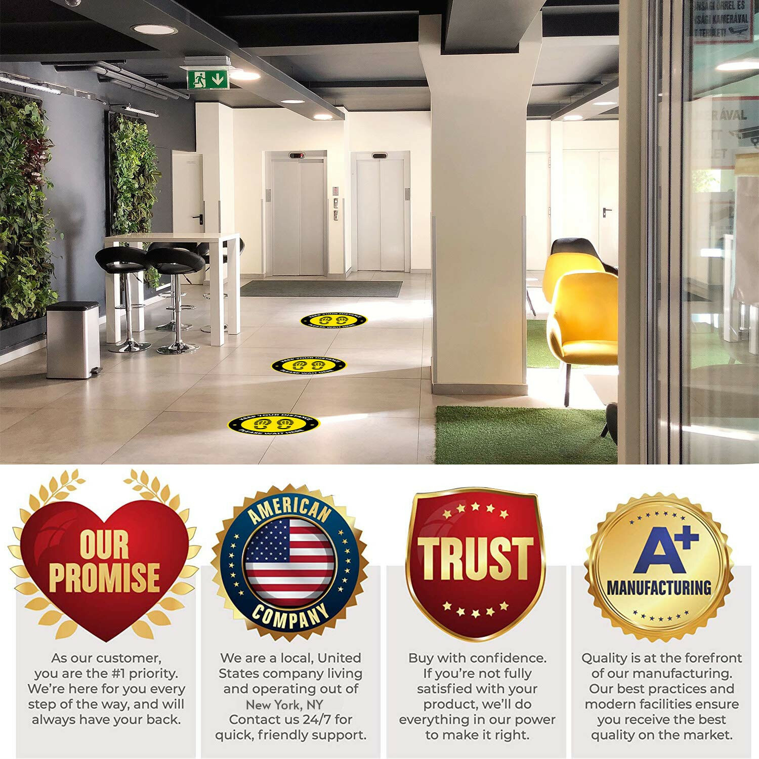 10 Pack Social Distancing Floor Decals – 11″ Commercial Grade Removable Sticker