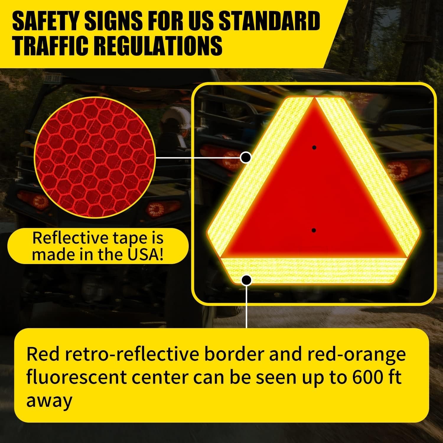 Slow Moving Vehicle Sign, Plastic DOT Slow Moving Vehicle Triangle Signs, SMV…