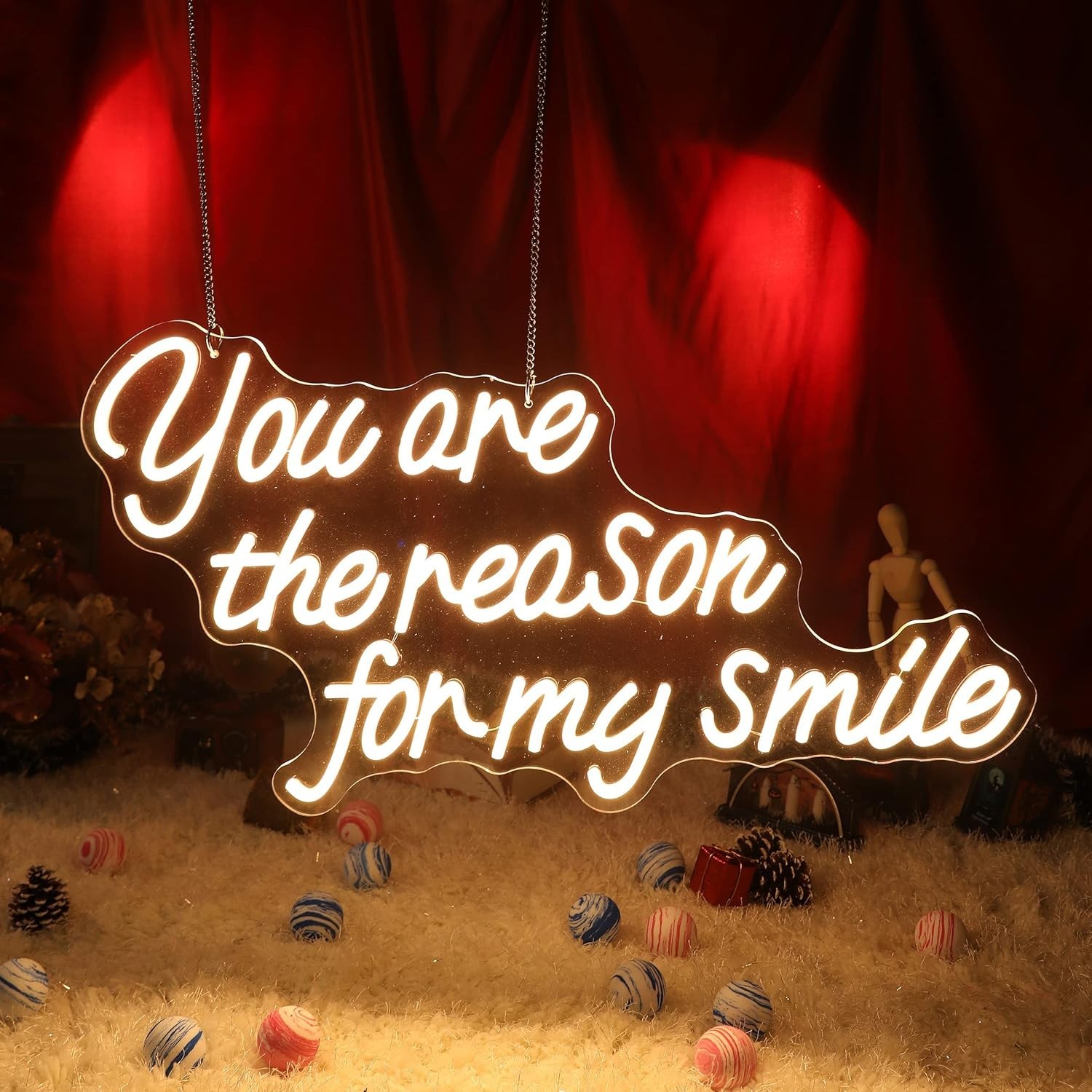 Led Neon Sign Ur Reason for My Smile Warm White Light 110V Wall Decor 26 x 14″