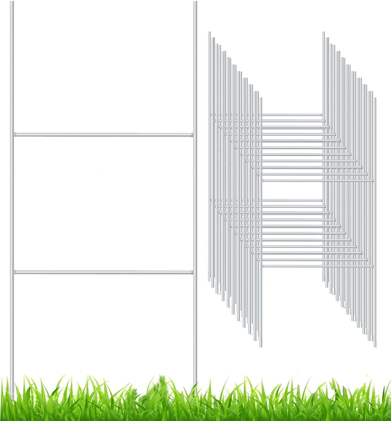 20 Pack Yard Sign Stakes Metal, 18” x 7” H Frame Wire Stakes for Yard Signs