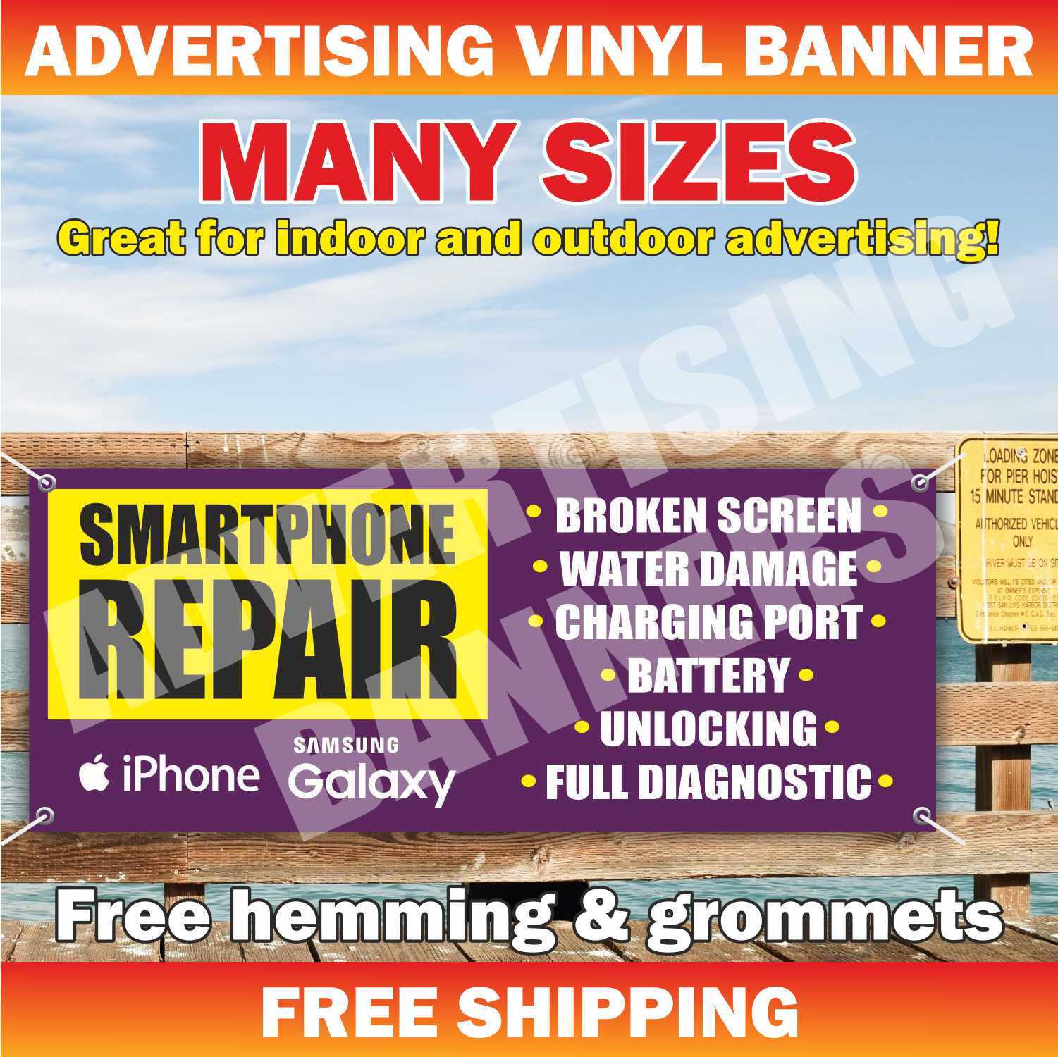 SMARTPHONE REPAIR Advertising Banner Vinyl Mesh Sign Broken Screen Phone Repair