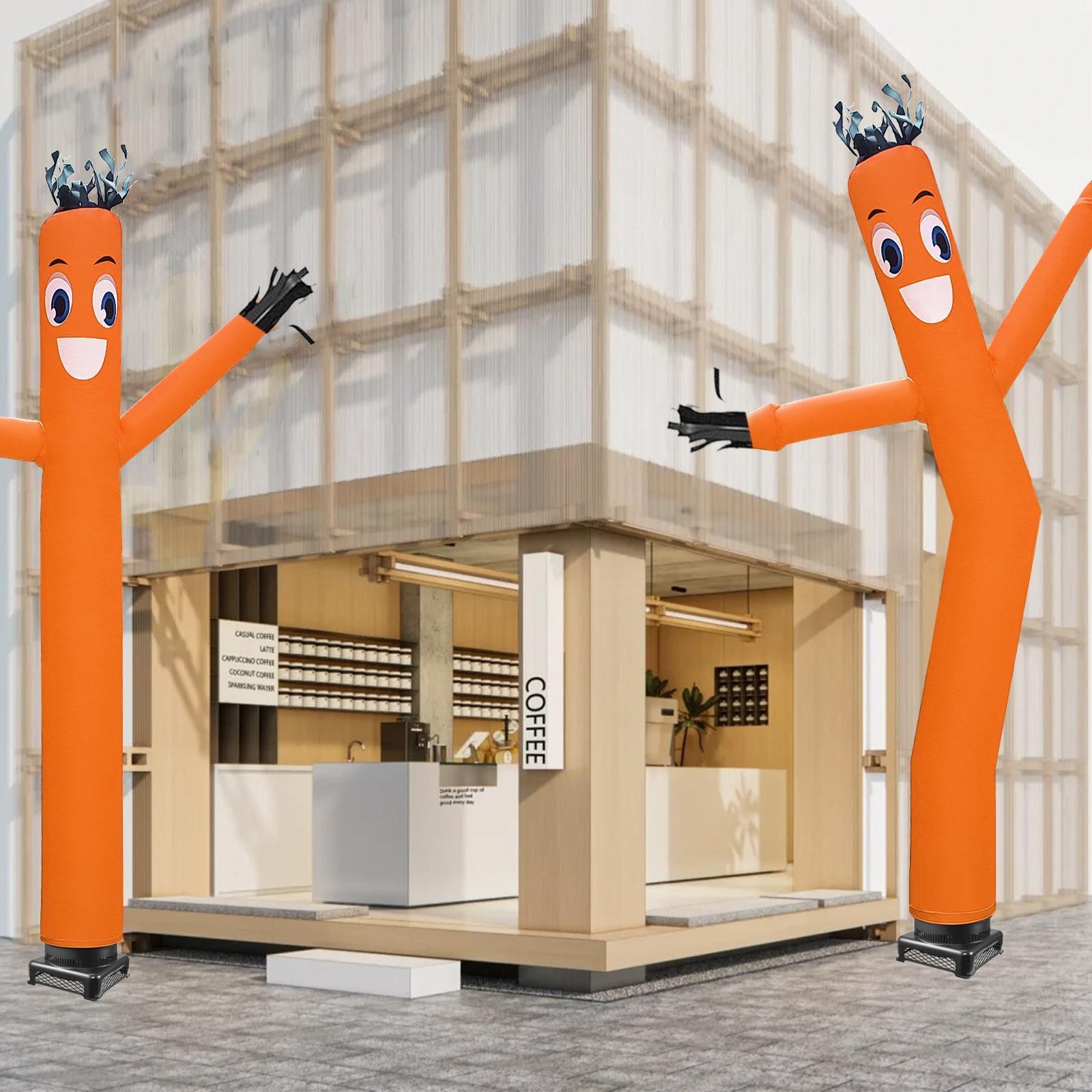 20′ Orange Wind Dancer Air Puppet Sky Wavy Man Dancing Inflatable Tube + Blower