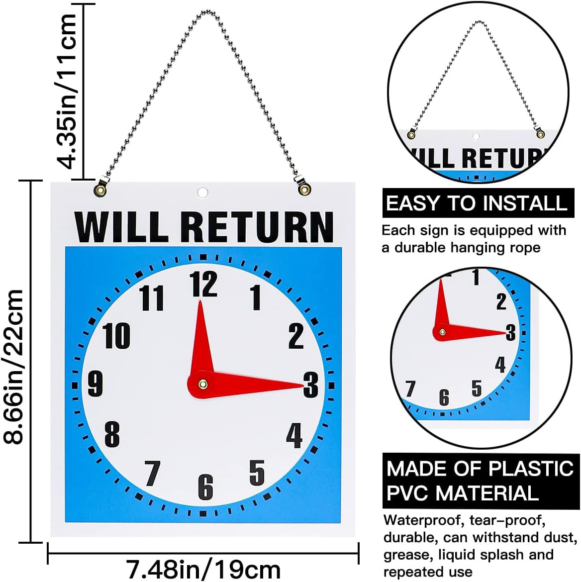 1Pcs Double- Sided Come in/Open/Will Return Sign with Clock Hands Open and C…