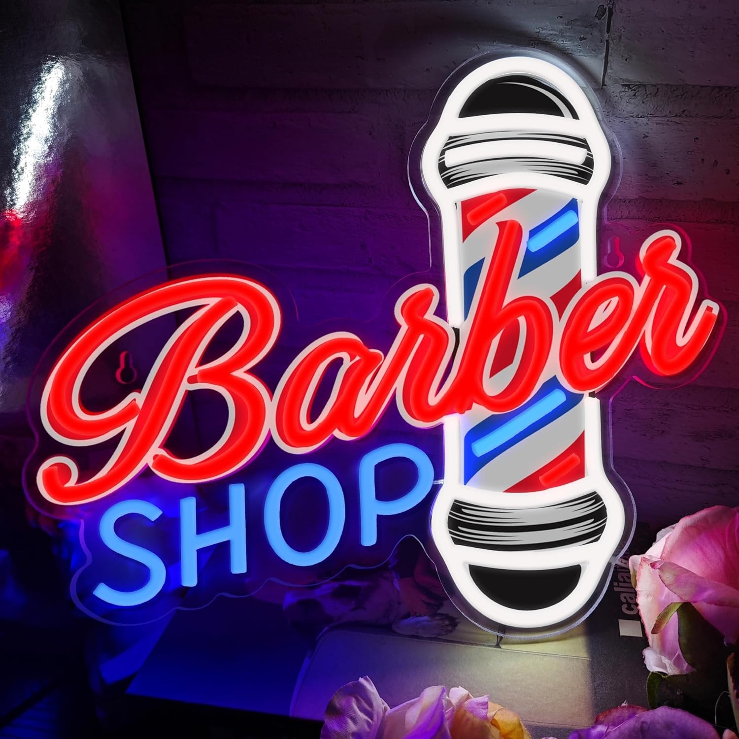 LED Barber Shop Neon Sign 13×11 Inches