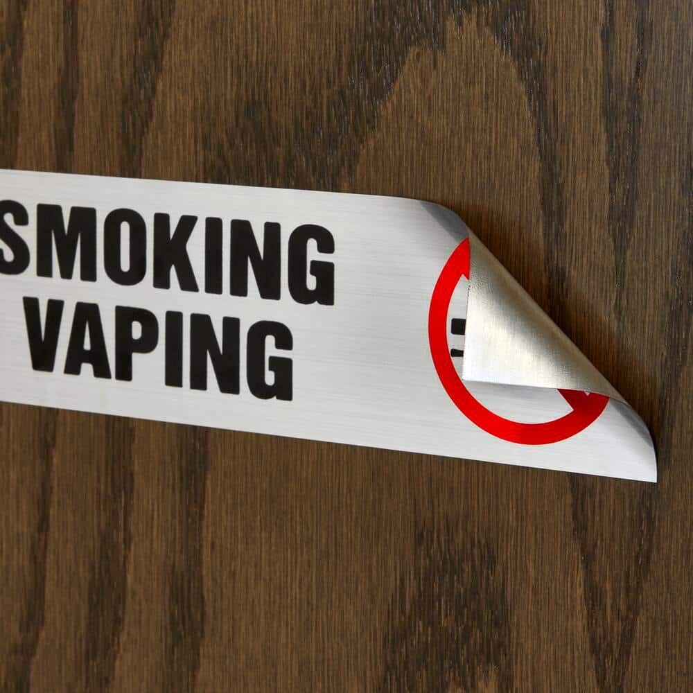 2 in. x 8 in. Plastic No Smoking/No Vaping Sign