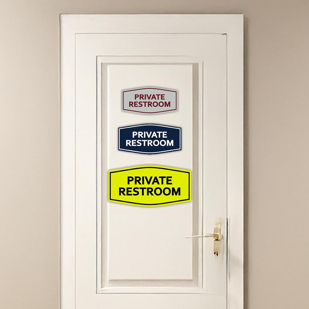 Fancy Private Restroom Sign Brushed Silver Medium Wall Door Mount Indicator