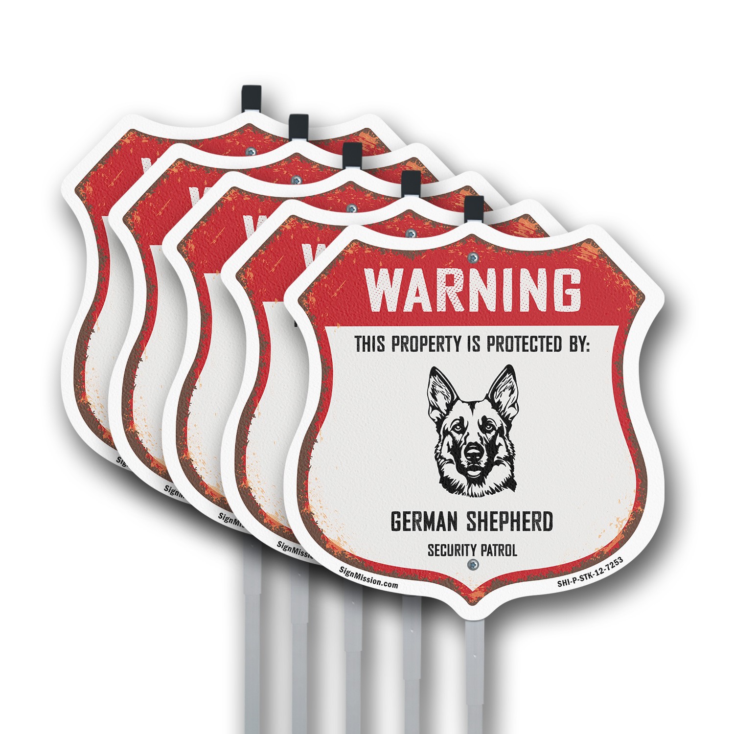 Warning Property Protected by German Shepherd Made in th Shield Sign With Stake