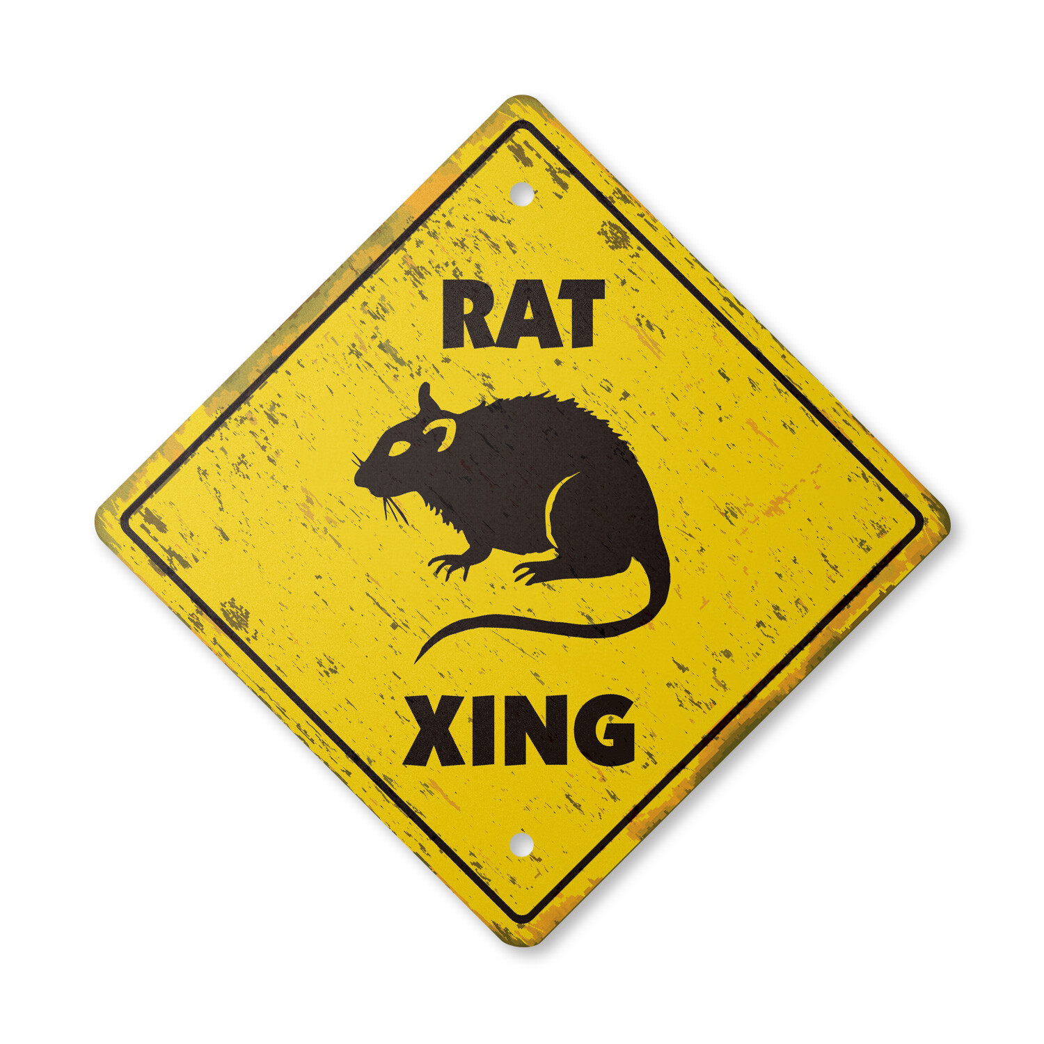 Rat Vintage Crossing Sign Xing Plastic Rustic animals rodent trap criminal gray