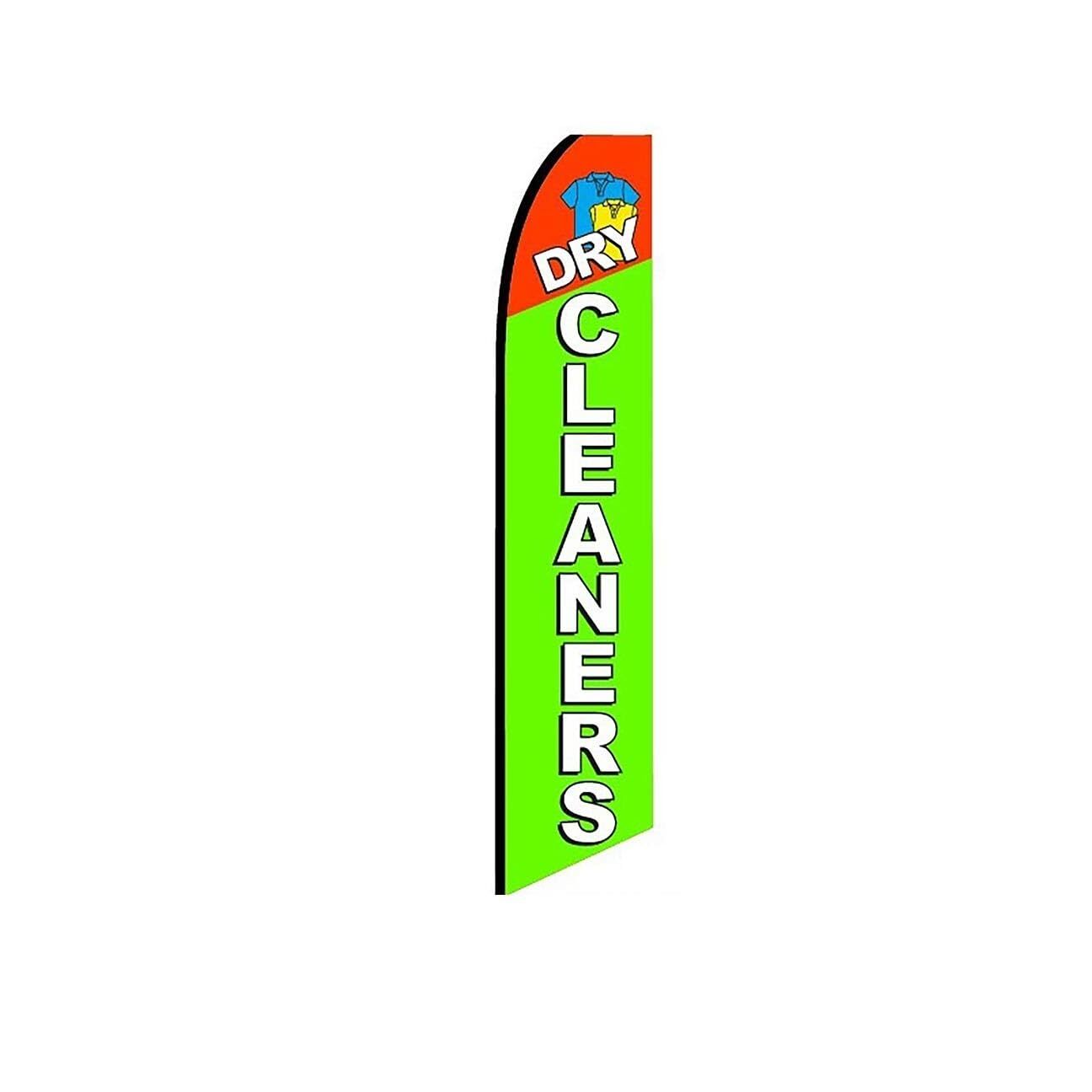 Dry Cleaners Green Swooper Flutter Feather Flag | 3ft W x 11.5ft Tall