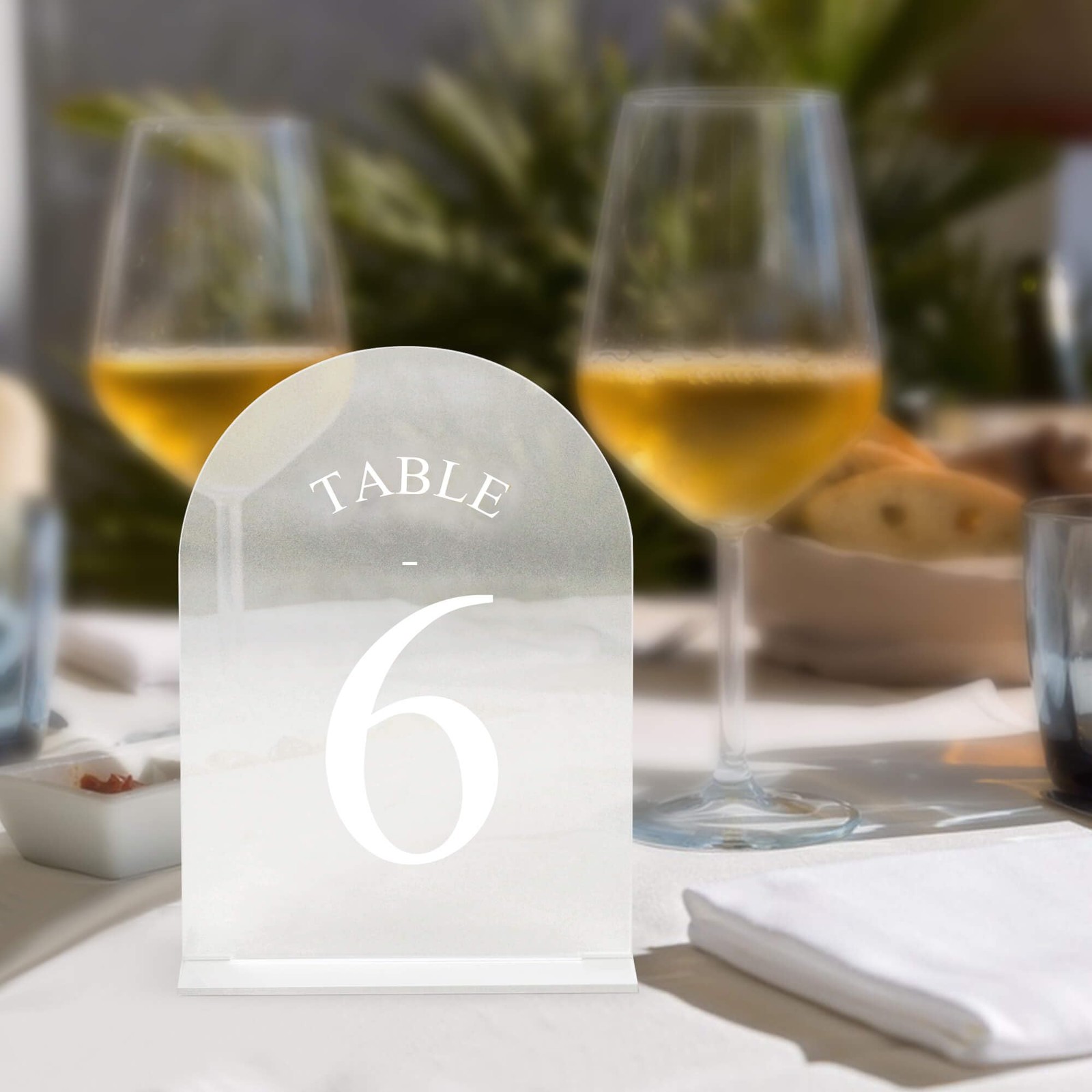 Frosted Arch Wedding Table Numbers 1-10 with Stands – 5″ X 7″ Acrylic Sign Ta…
