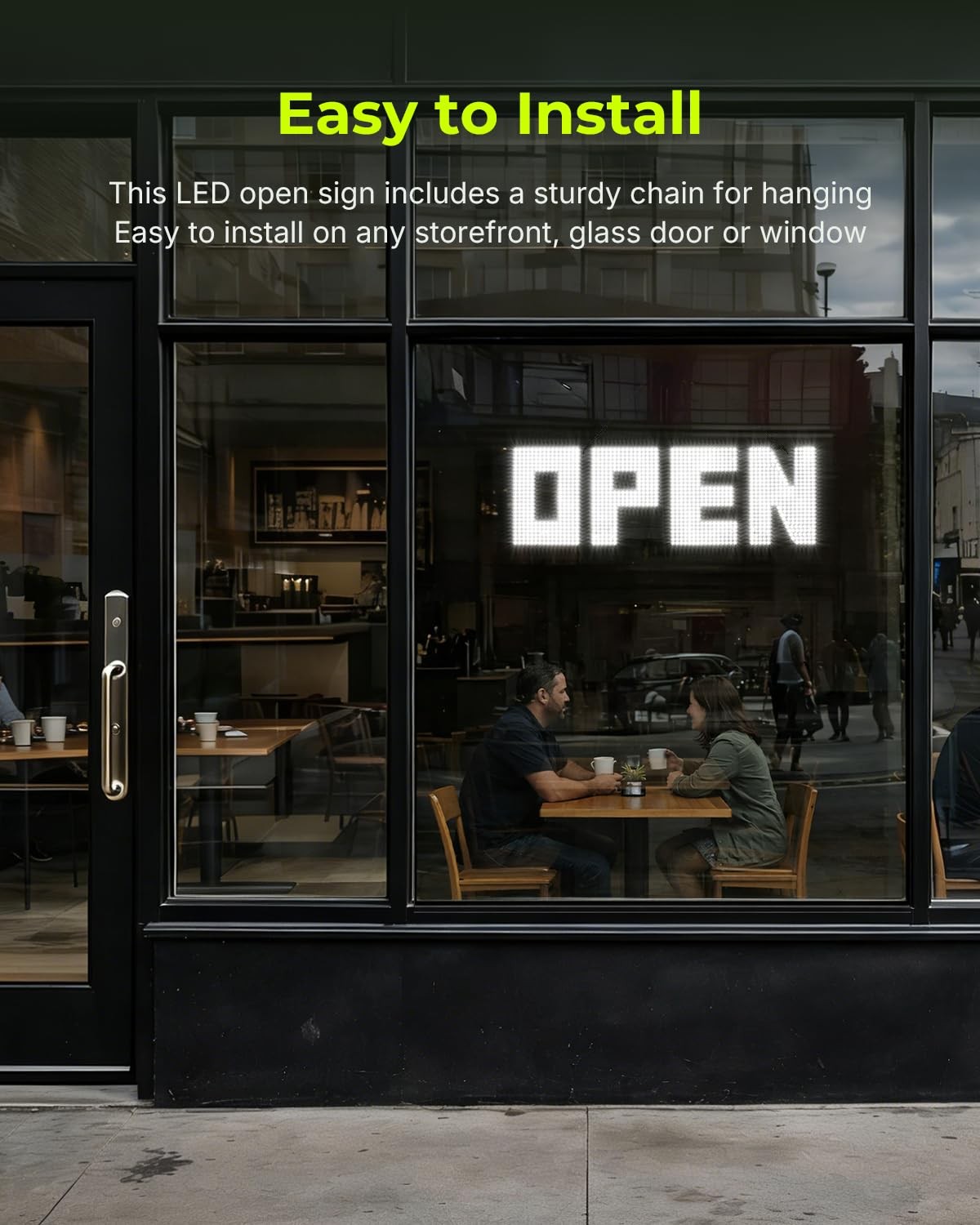 LED Open Sign 36″x12″ Super Bright 1244 Beads – Dimmable for Storefronts