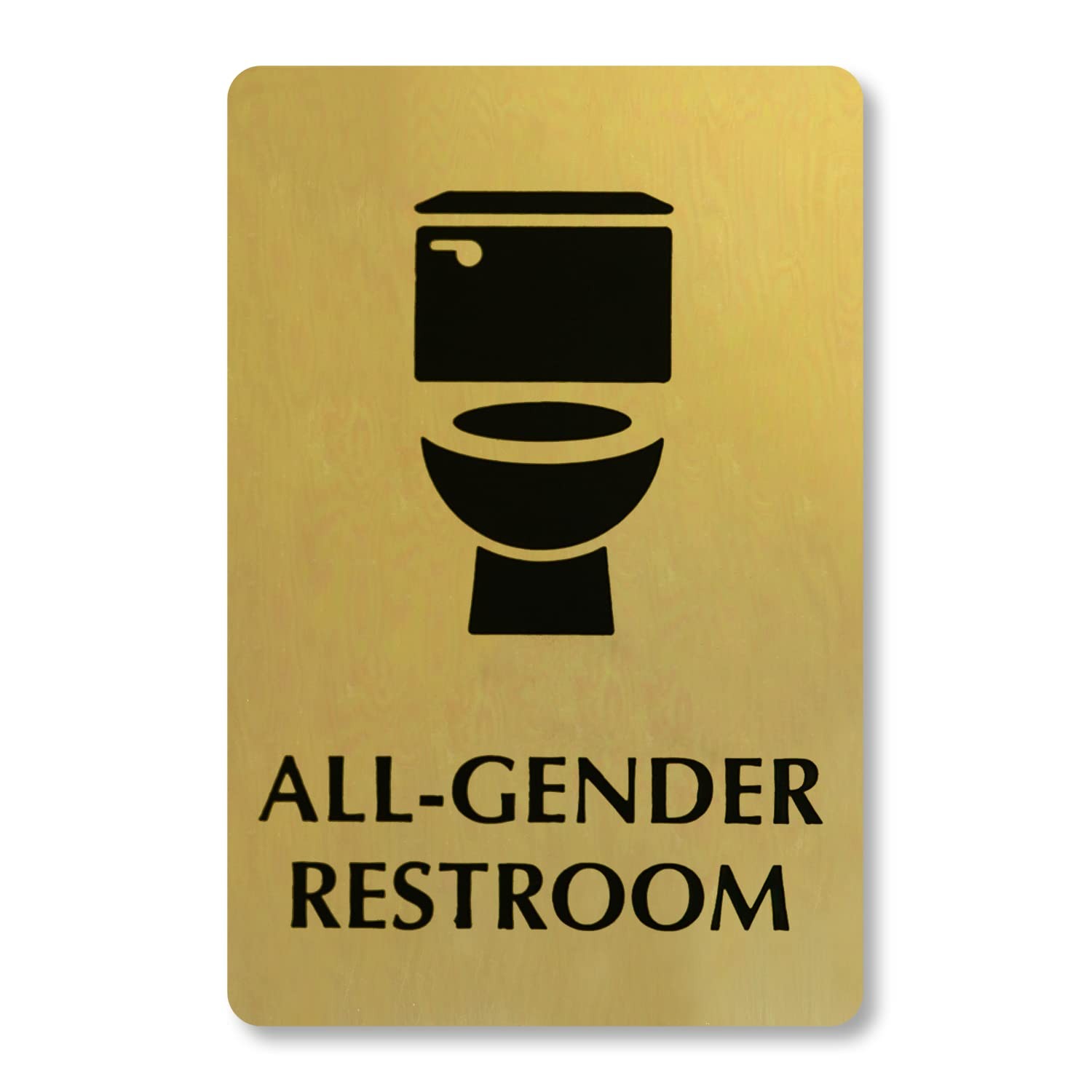 6×9 Inch All Gender Restroom Sign Toilet Pictogram 40 Mil Brass Metal Decor