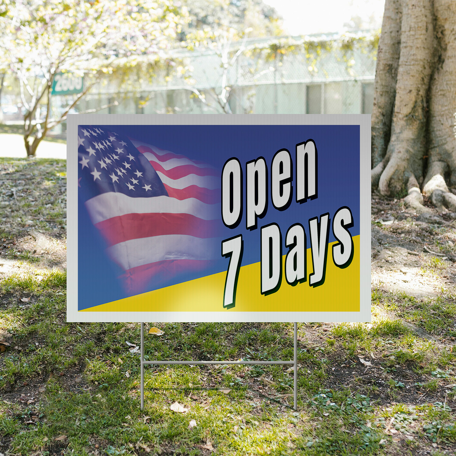 Open 7 Days Yard Sign Business Hours, Convenient Access, Clear Messaging