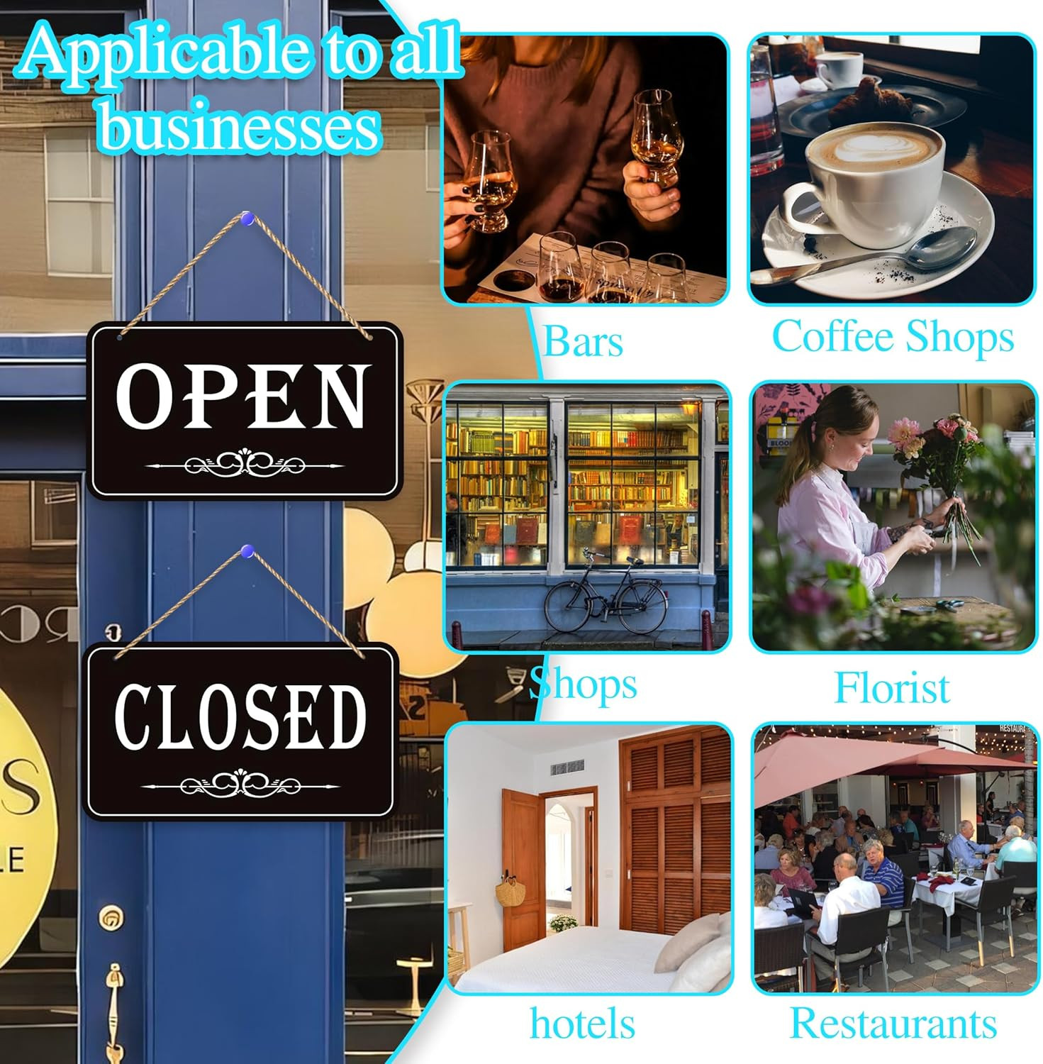 Open Closed Signs for Business, 12X6.7 Waterproof Double Sided Come in or Closed