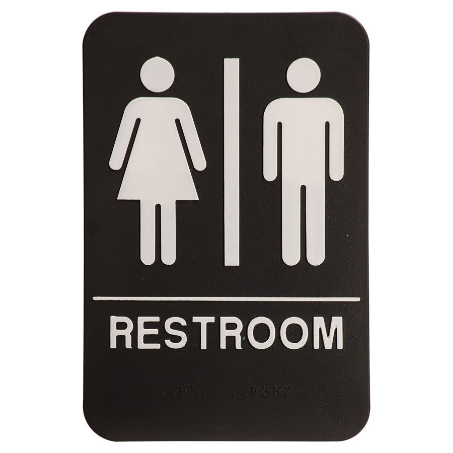 ADA Unisex Restroom sign Black with Braille Adhesive Backing Free Shipping