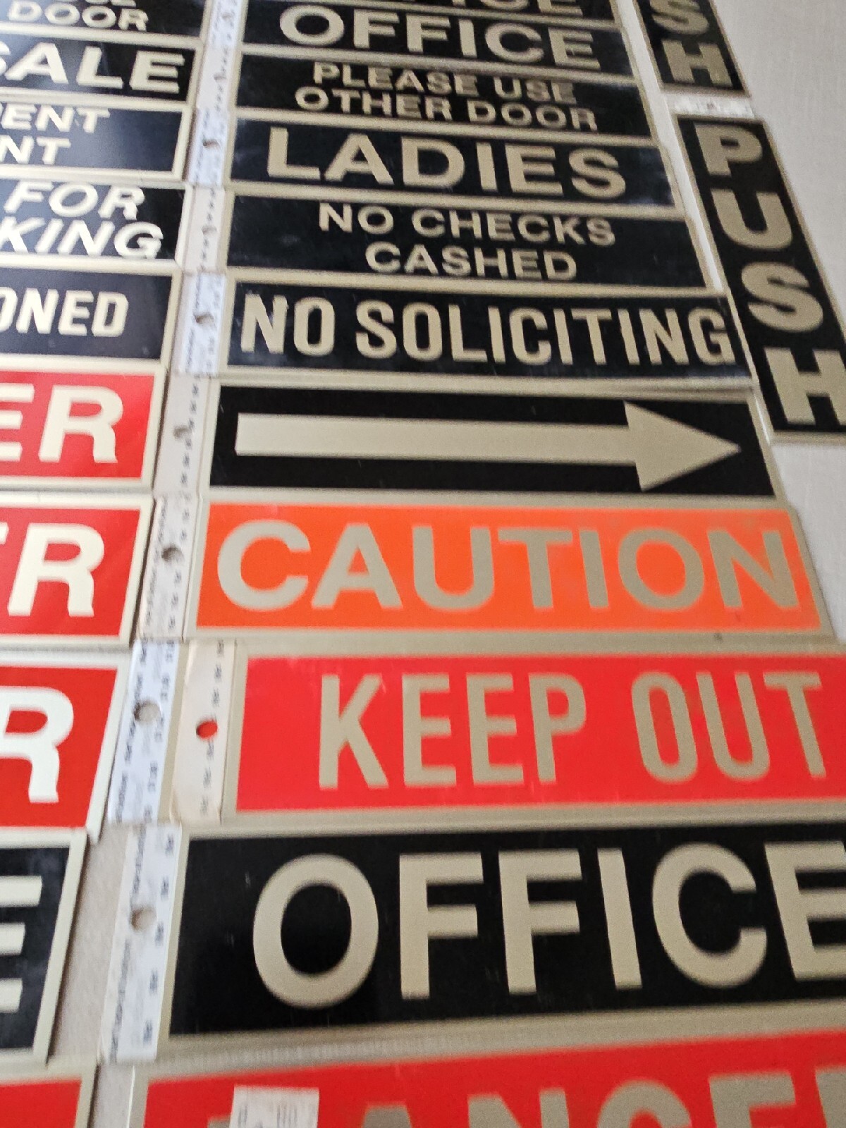 Metal Sticky Adhesive Backing Office Industrial Business Walk In Push (42) Signs
