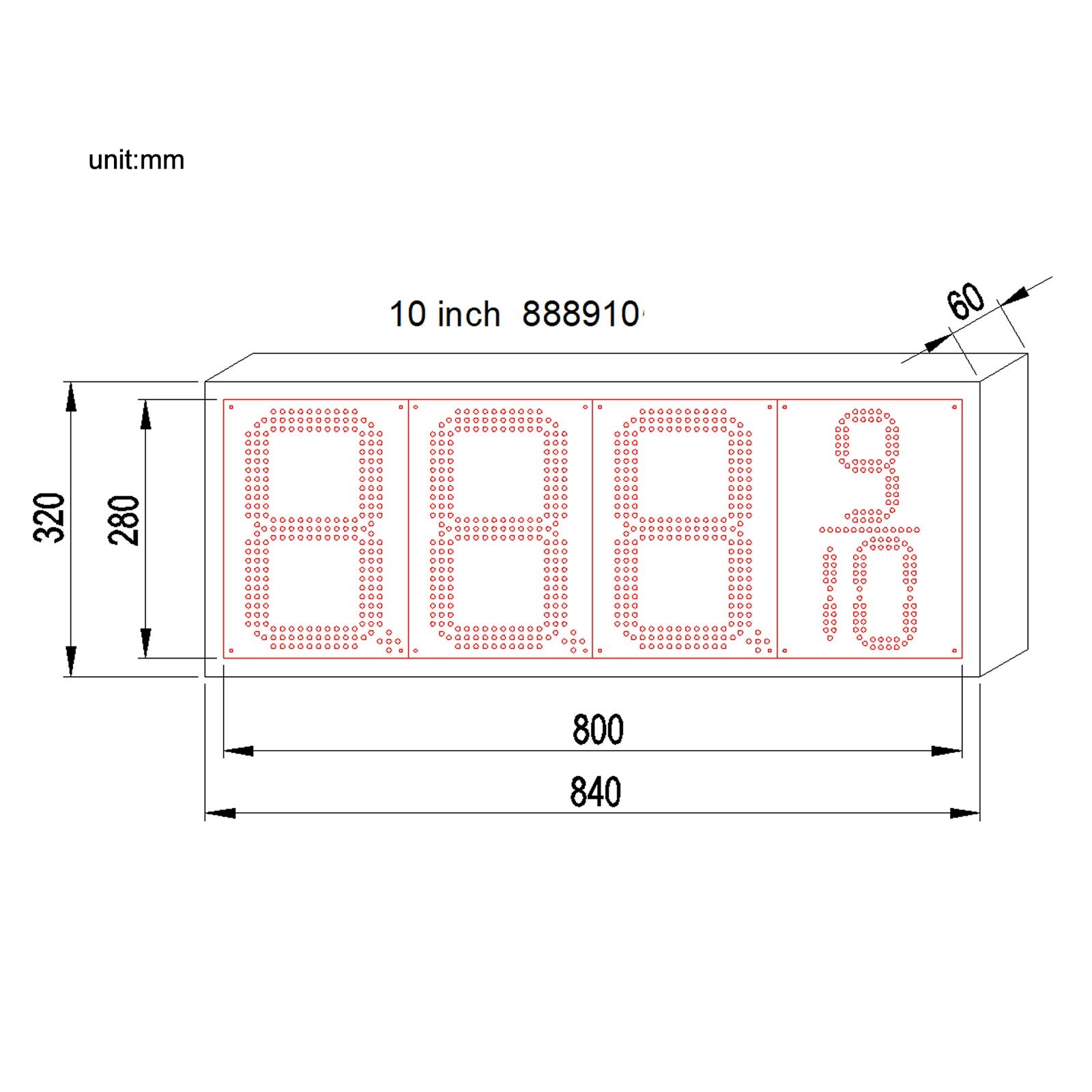 Multicolor 10″ LED GAS STATION Electronic Fuel PRICE SIGN 88889