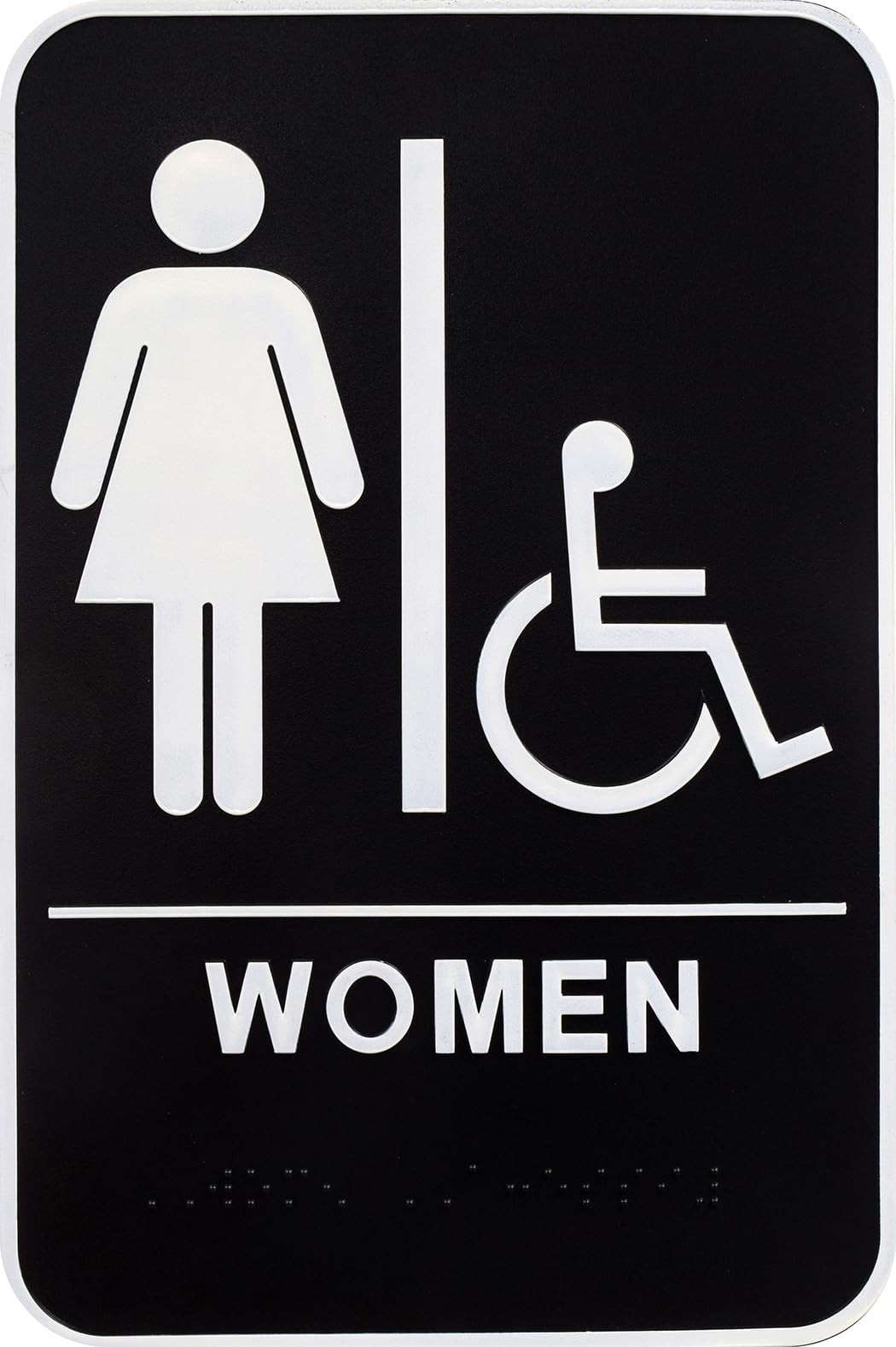 Women’s Handicapped Restroom Sign with Braille 6×9″ Bathroom Signage
