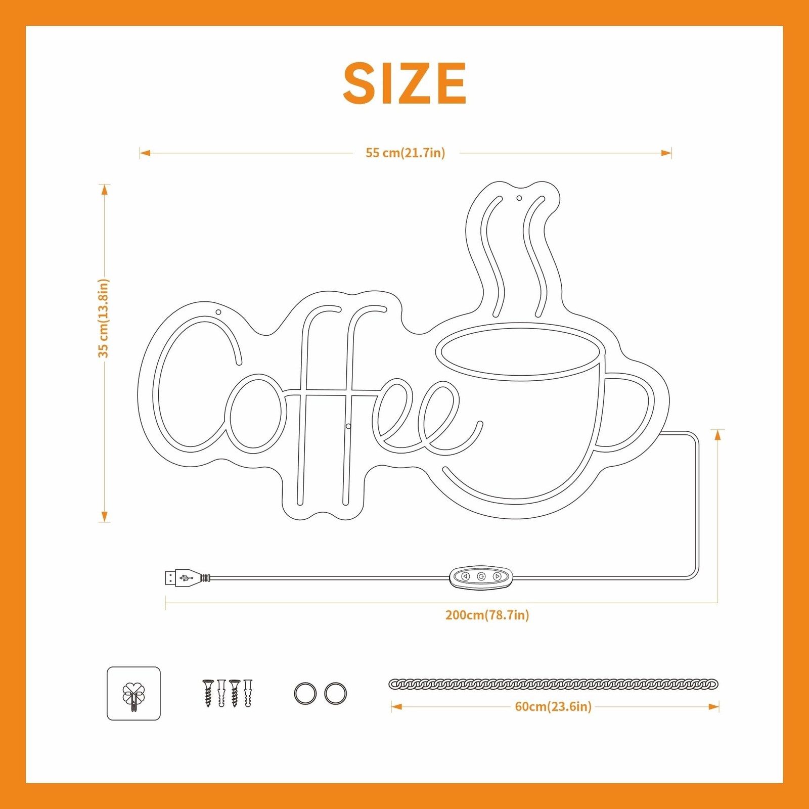Coffee Neon Sign, Warm White Acrylic Coffee Bar Neon Light, 21.7×13.8 Inch US…