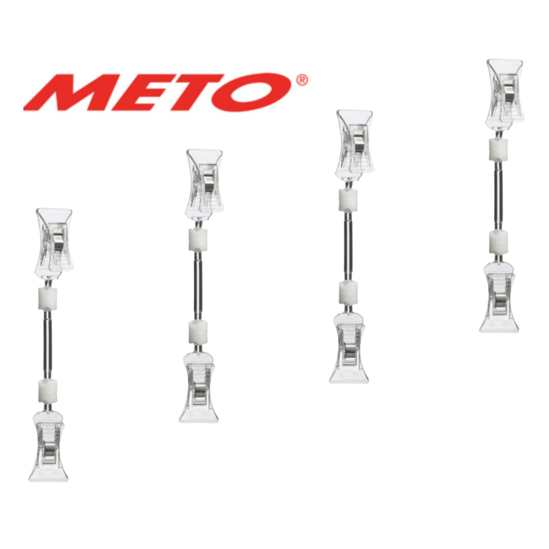 NEW 4PCS Meto Double Clip Sign Holder Medium Clear For Retail Display & Signage