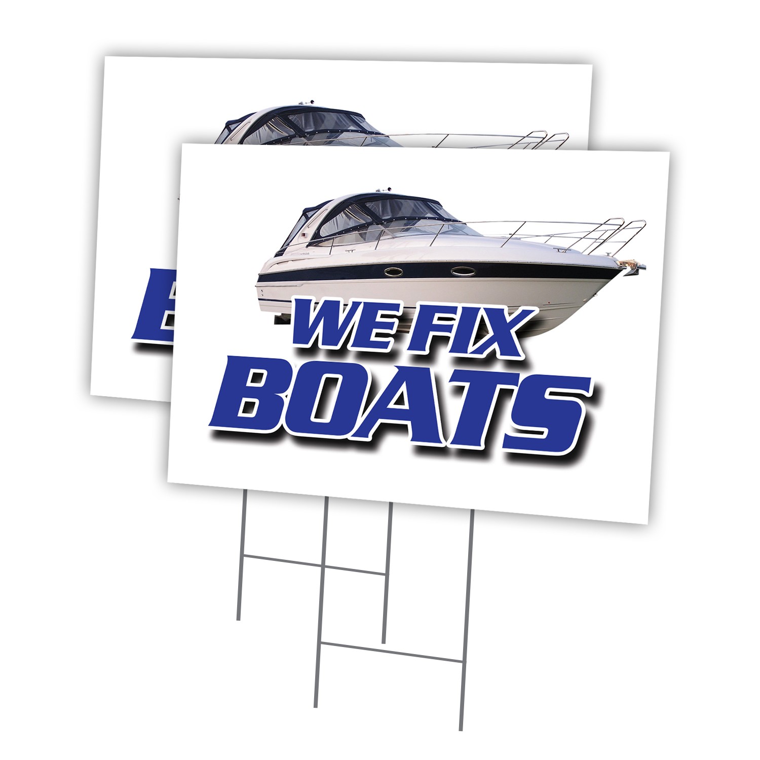 We Fix Boats Multi-Pack of Yard Signs & Stake outdoor plastic coroplast window