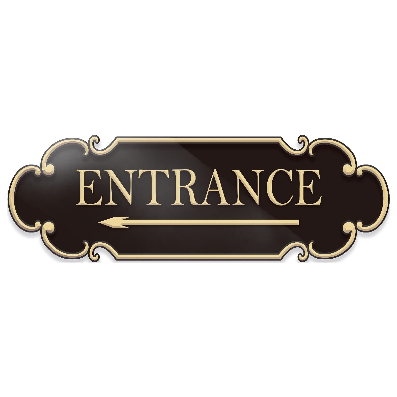 Entrance Sign with Left Arrow 9×3 Inch Acrylic Black Gold Self-Stick Wall