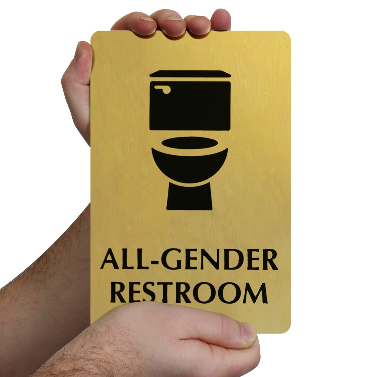 6×9 Inch All Gender Restroom Sign Toilet Pictogram 40 Mil Brass Metal Decor
