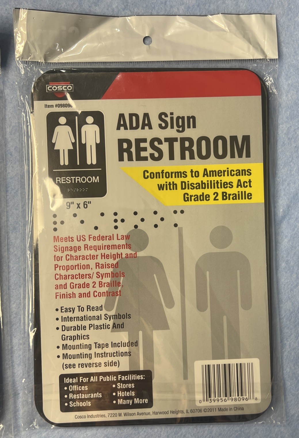 (2) Unisex Male Female Restroom Sign & (1) Employees Only Sign