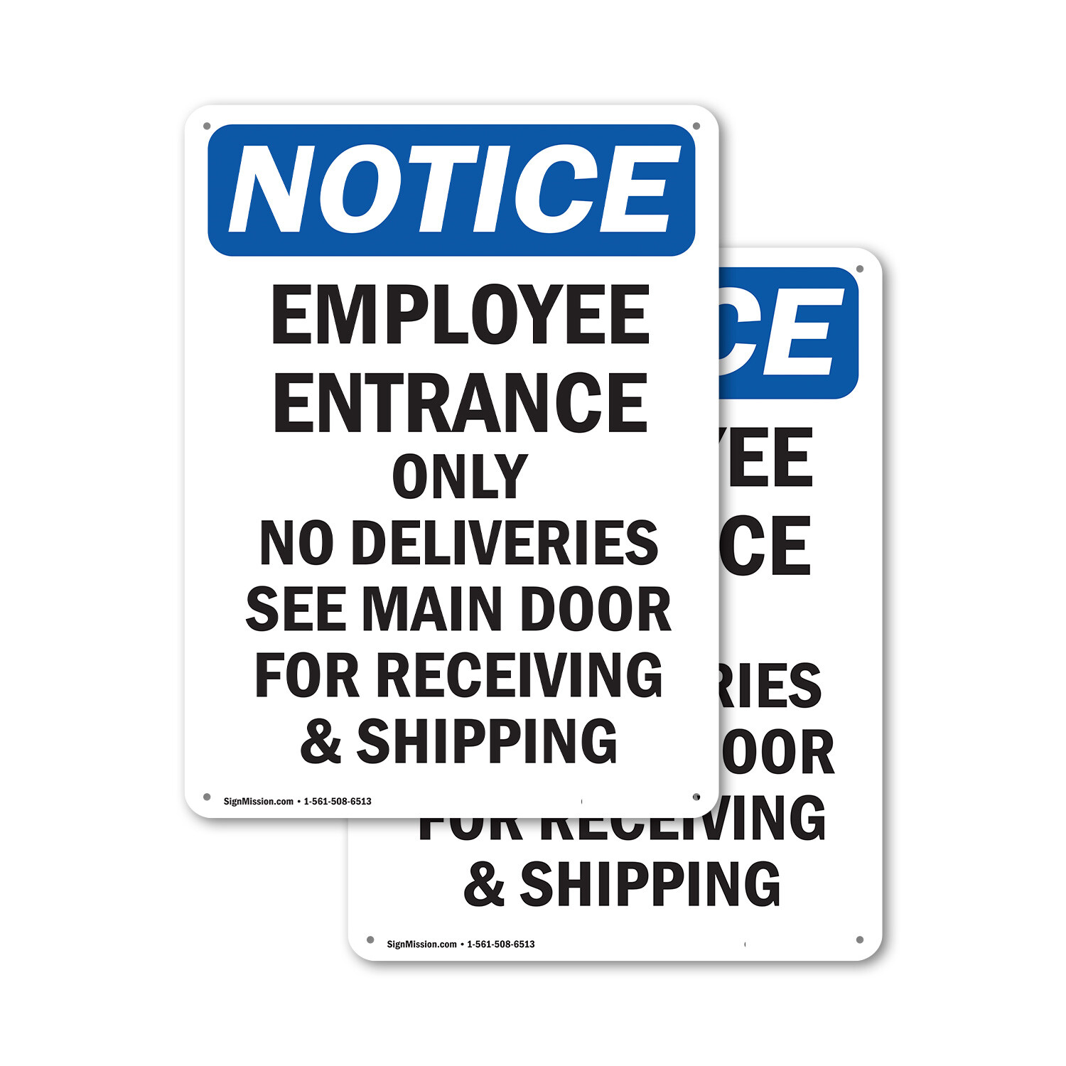 (2 Pack) Employee Entrance Only No Deliveries OSHA Notice Sign Decal Metal
